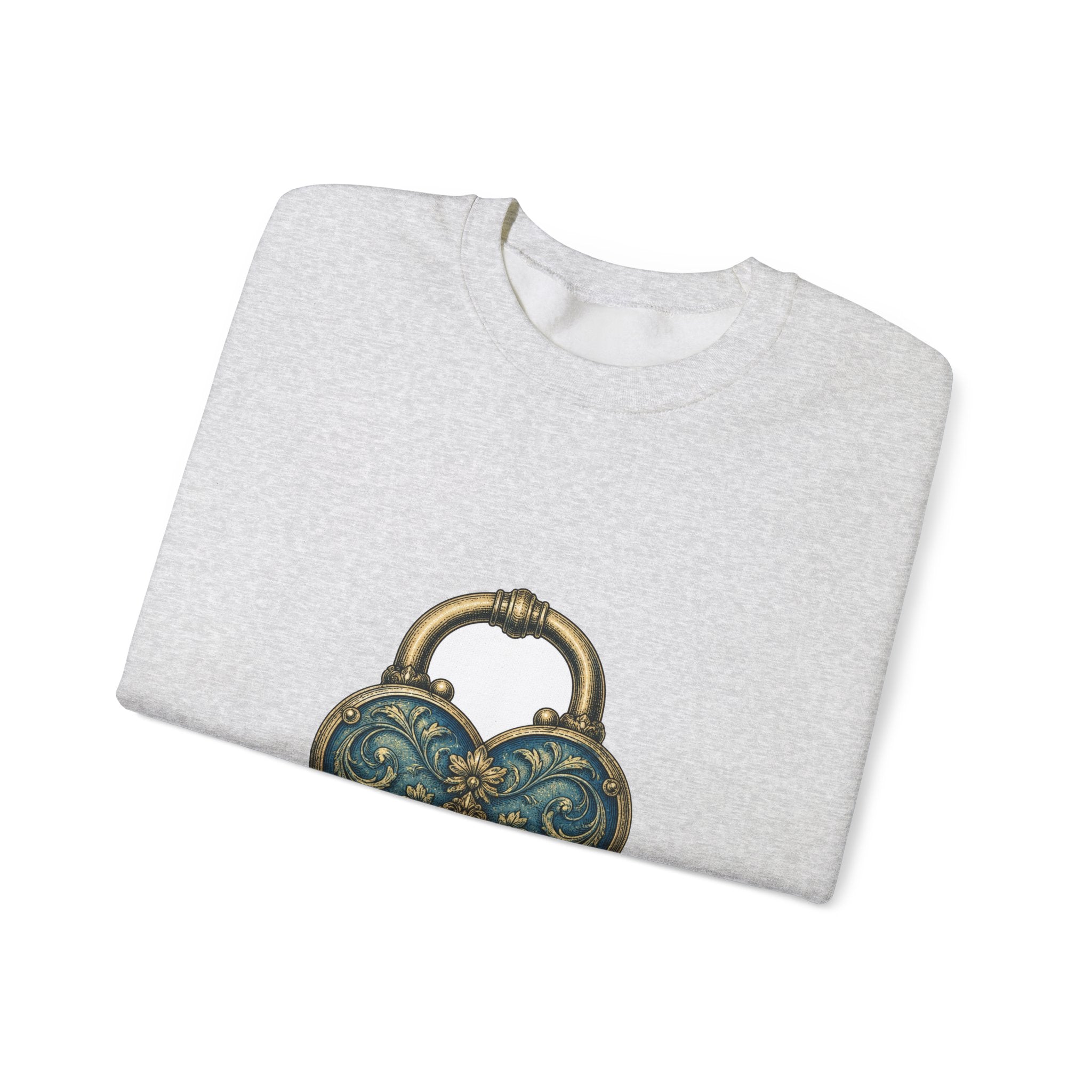 Matching Couple Sweatshirt - Key & Lock Matching Couple Crewneck Sweatshirt Vintage Art His Hers Wedding Gift - Design B