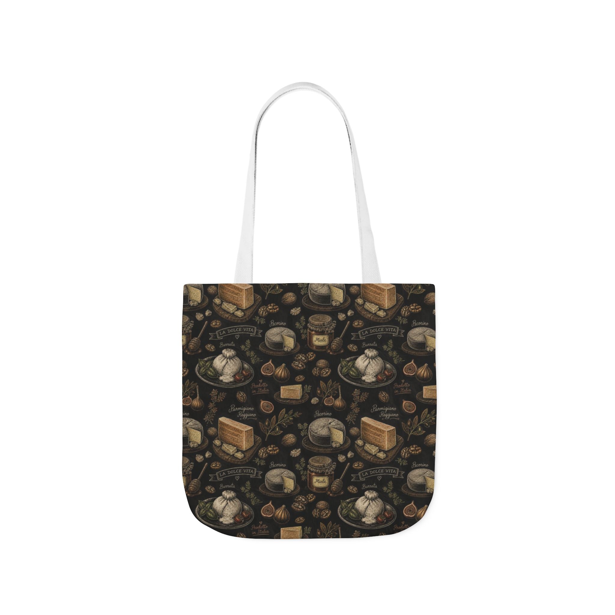 Italian Cheese Board Canvas Tote Bag Mediterranean Kitchen Chalk Art Design Italian Cottagecore Gift