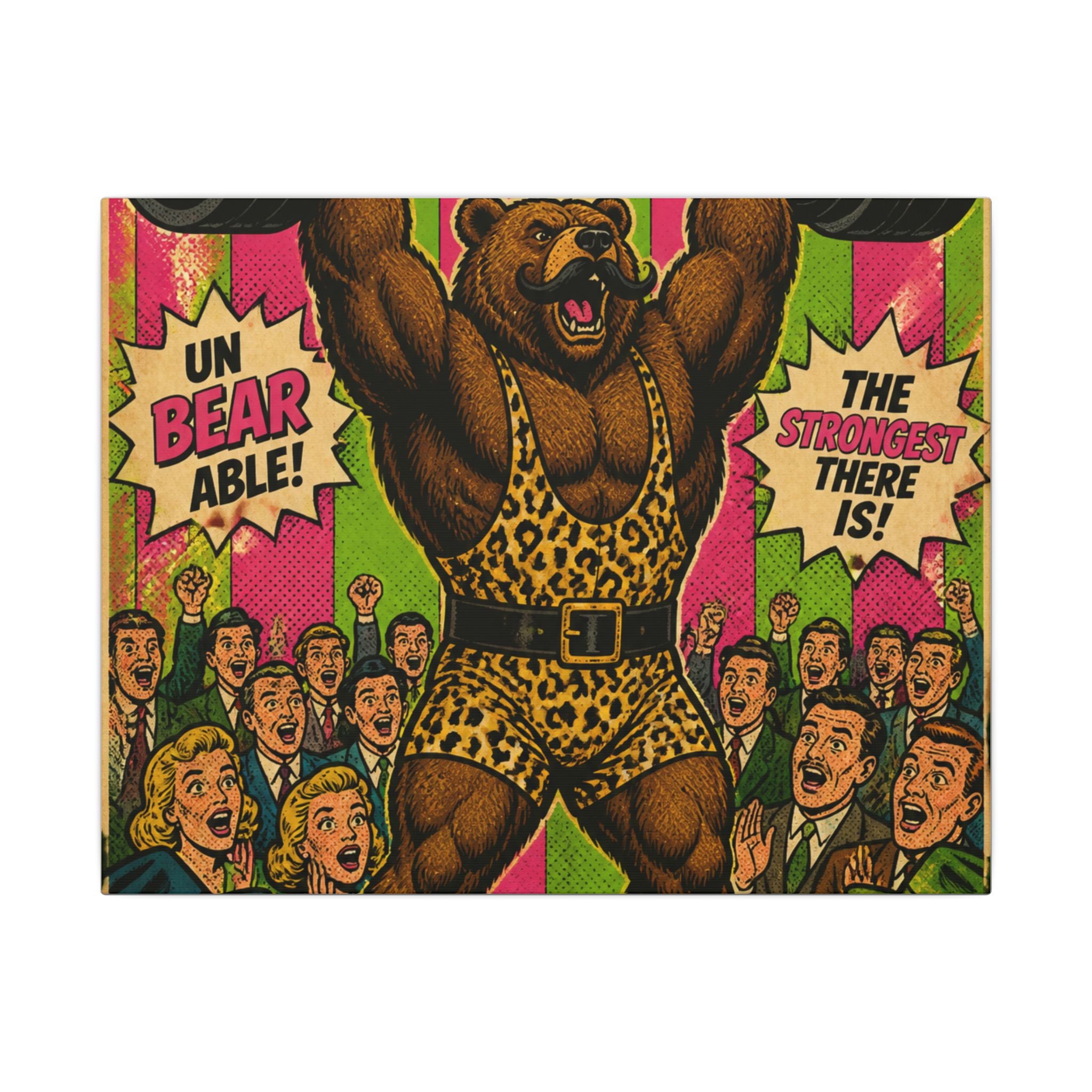 Strongman Bear Wall Art Canvas 24×36 Pop Art Restaurant Decor Maximalist Print