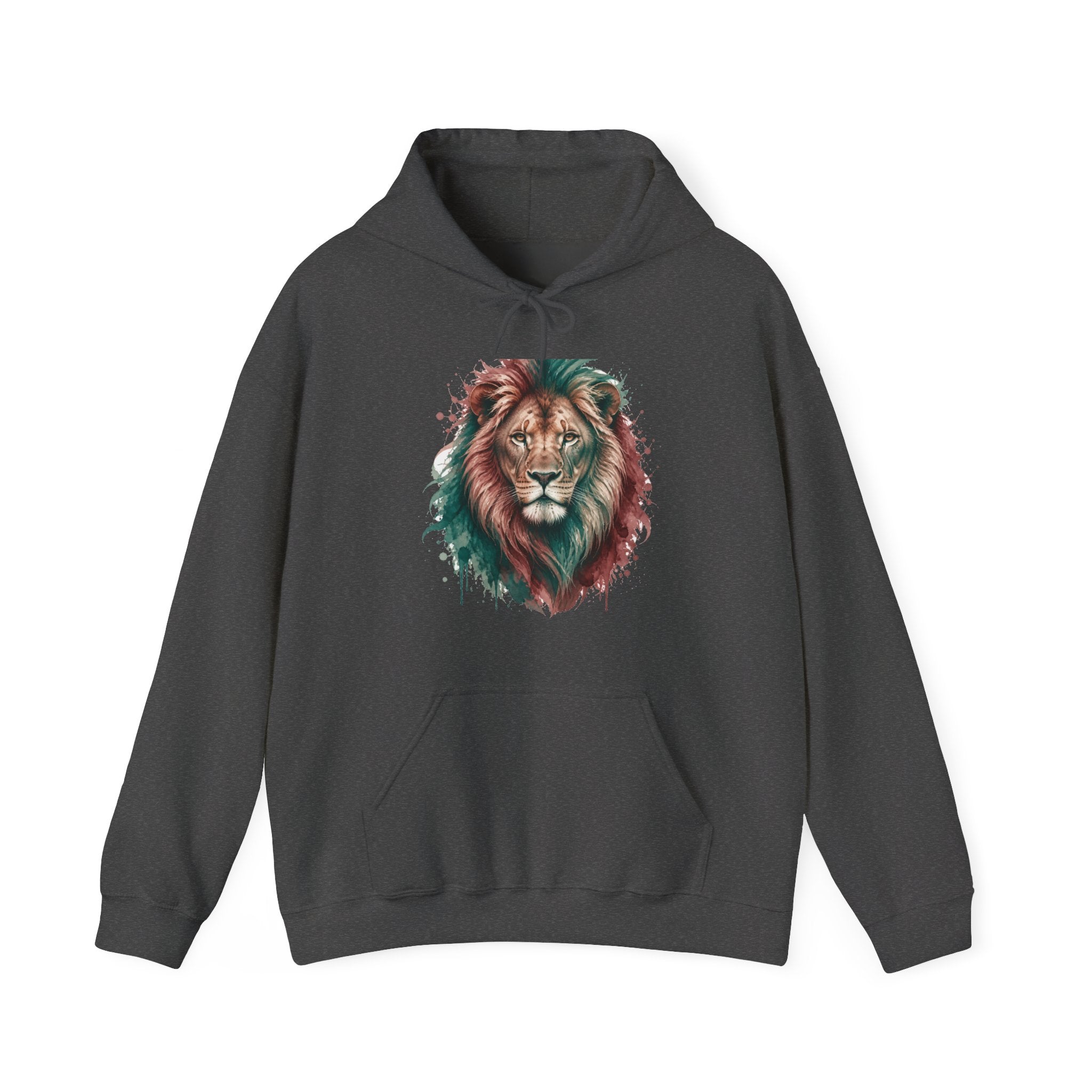 Matching Couple Sweatshirt - Lion & Lamb Matching Couple Hooded Sweatshirt Watercolor Art His Hers Engagement Gift - Design A
