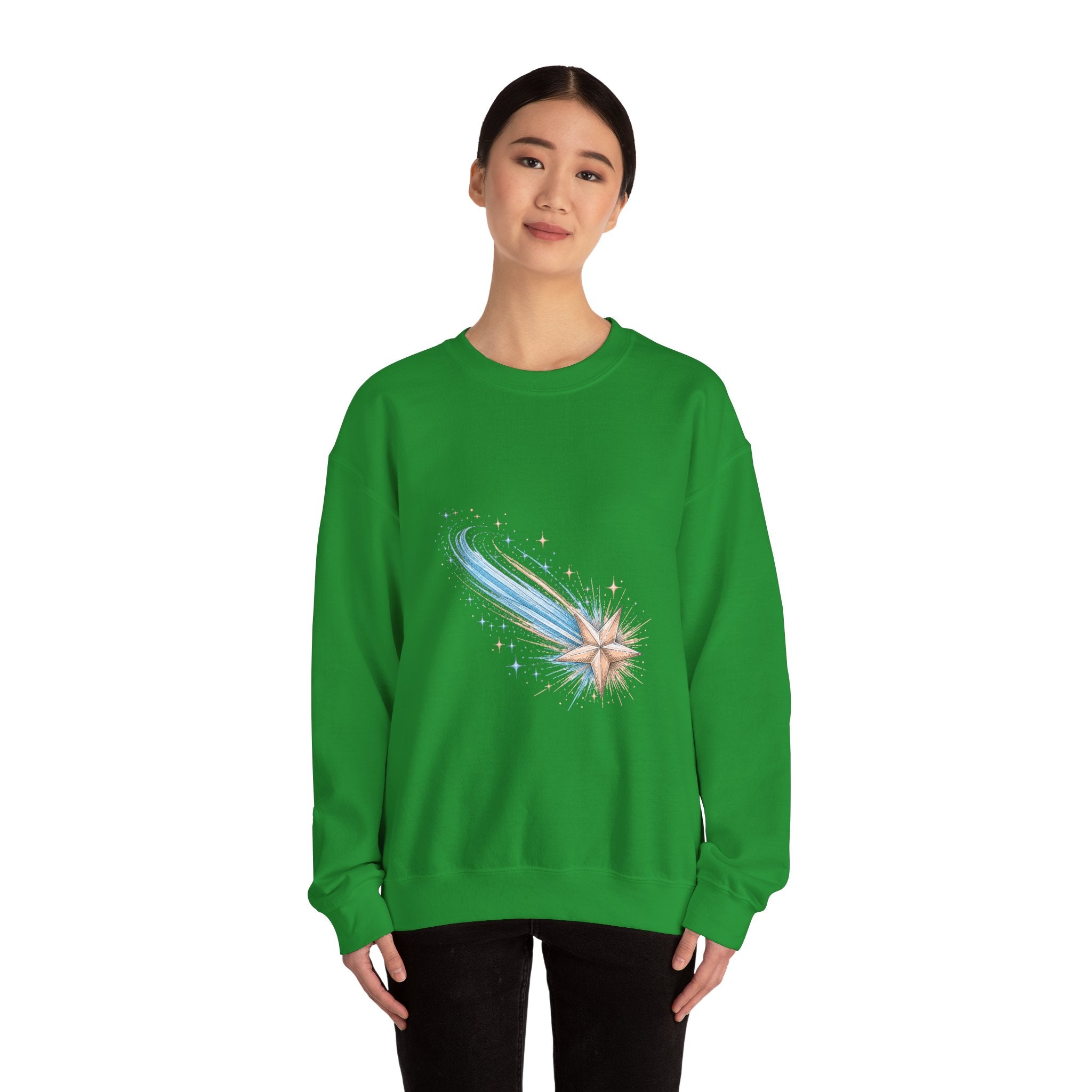 Matching Couple Sweatshirt - Shooting Star & North Star Matching Couple Premium Fleece Sweatshirt Hand-Drawn Art His Hers Anniversary Gift - Design A