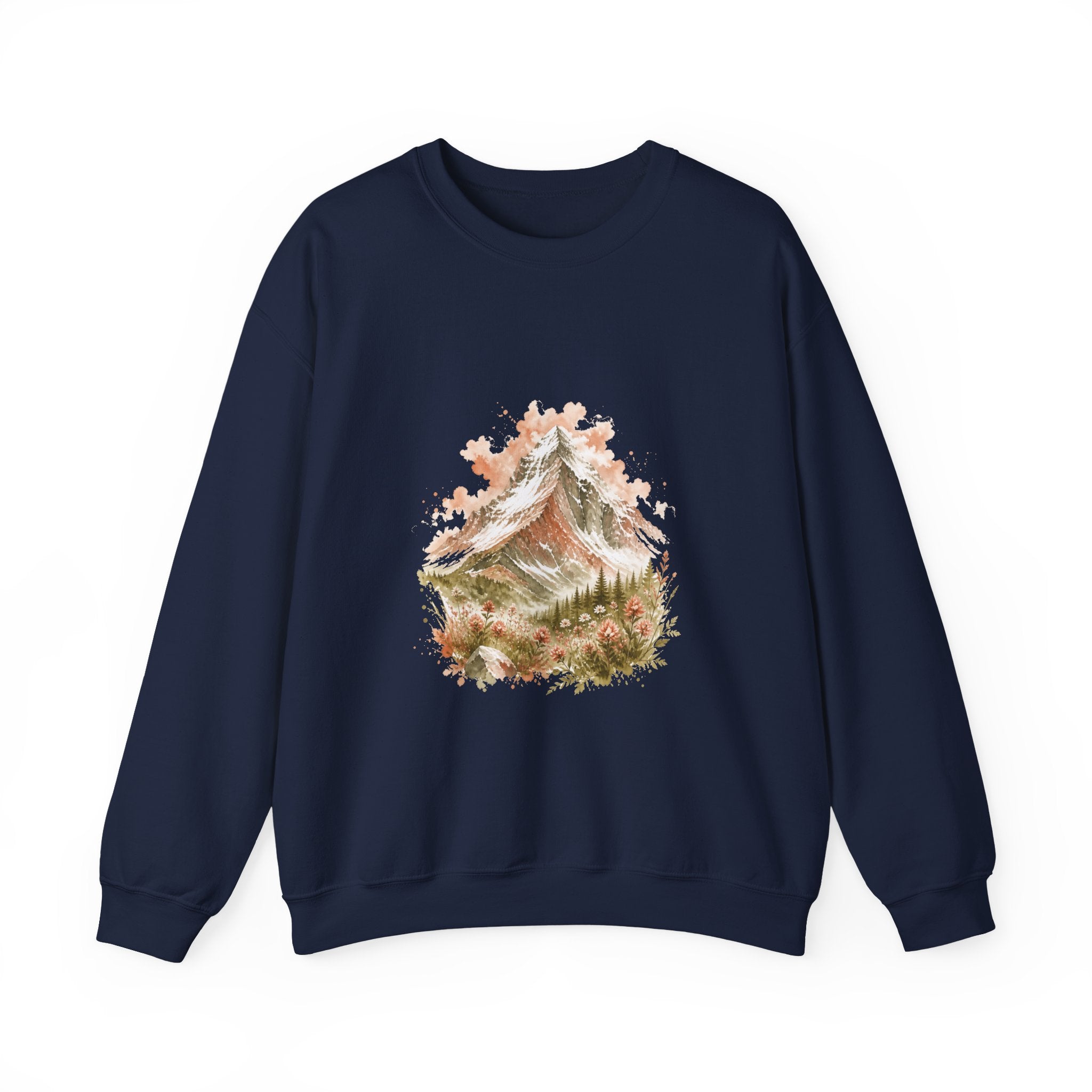 Matching Couple Sweatshirt - Mountain & Ocean Matching Couple Premium Fleece Sweatshirt Watercolor Art His Hers Birthday Gift - Design A