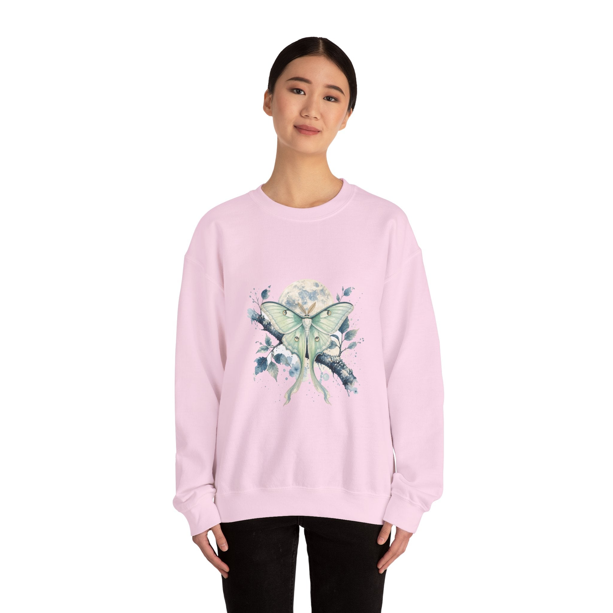 Matching Couple Sweatshirt - Butterfly & Moth Matching Couple Comfort Colors Crew Watercolor Art His Hers Birthday Gift - Design B