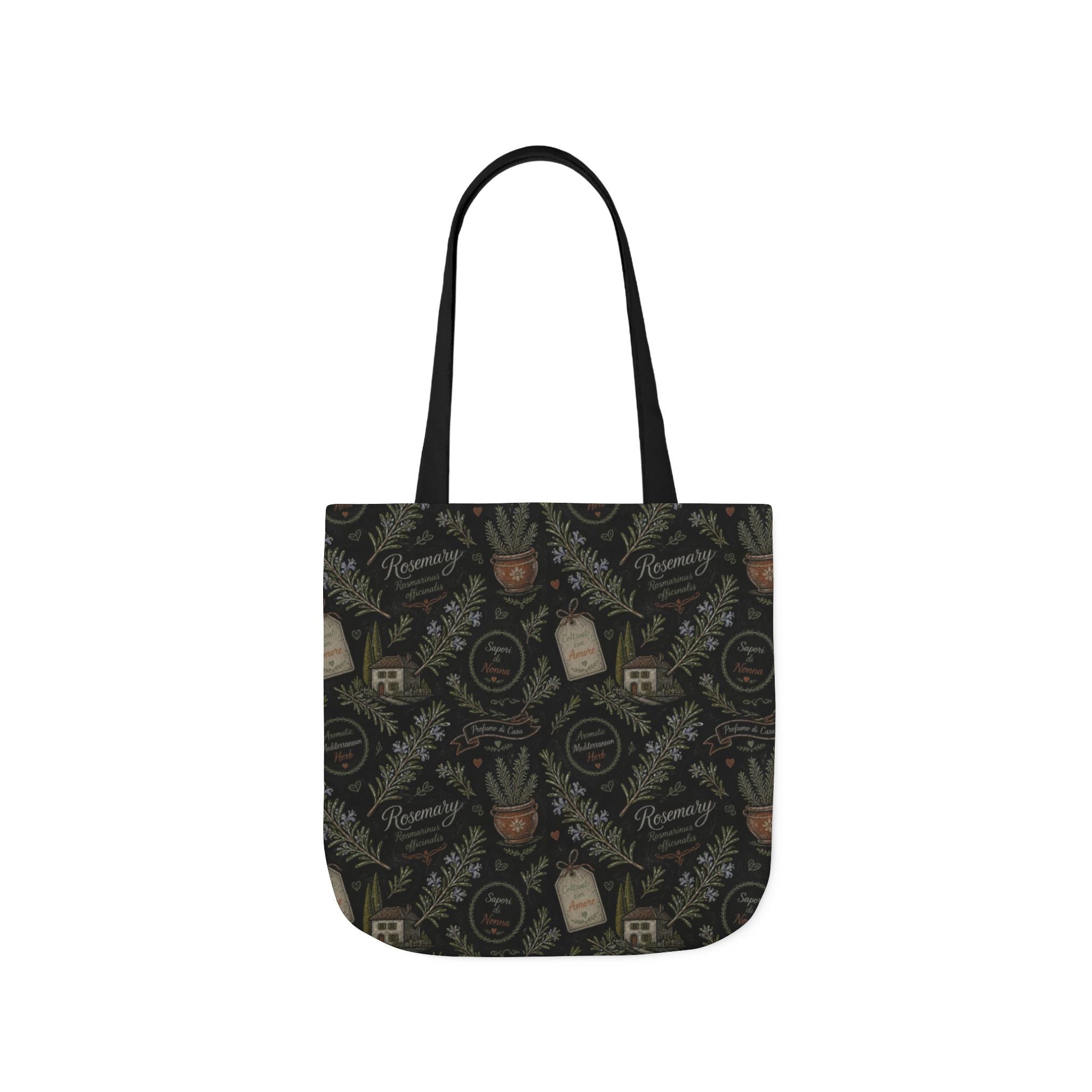 Rosemary Sprigs Canvas Tote Bag Mediterranean Kitchen Chalk Art Design Italian Cottagecore Gift