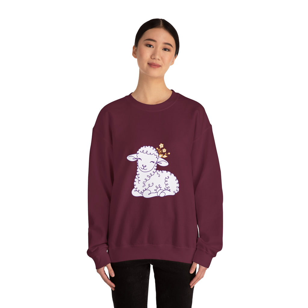 Matching Couple Sweatshirt - Lion & Lamb Matching Couple Comfort Colors Crew Minimalist Art His Hers Christmas Gift - Design B