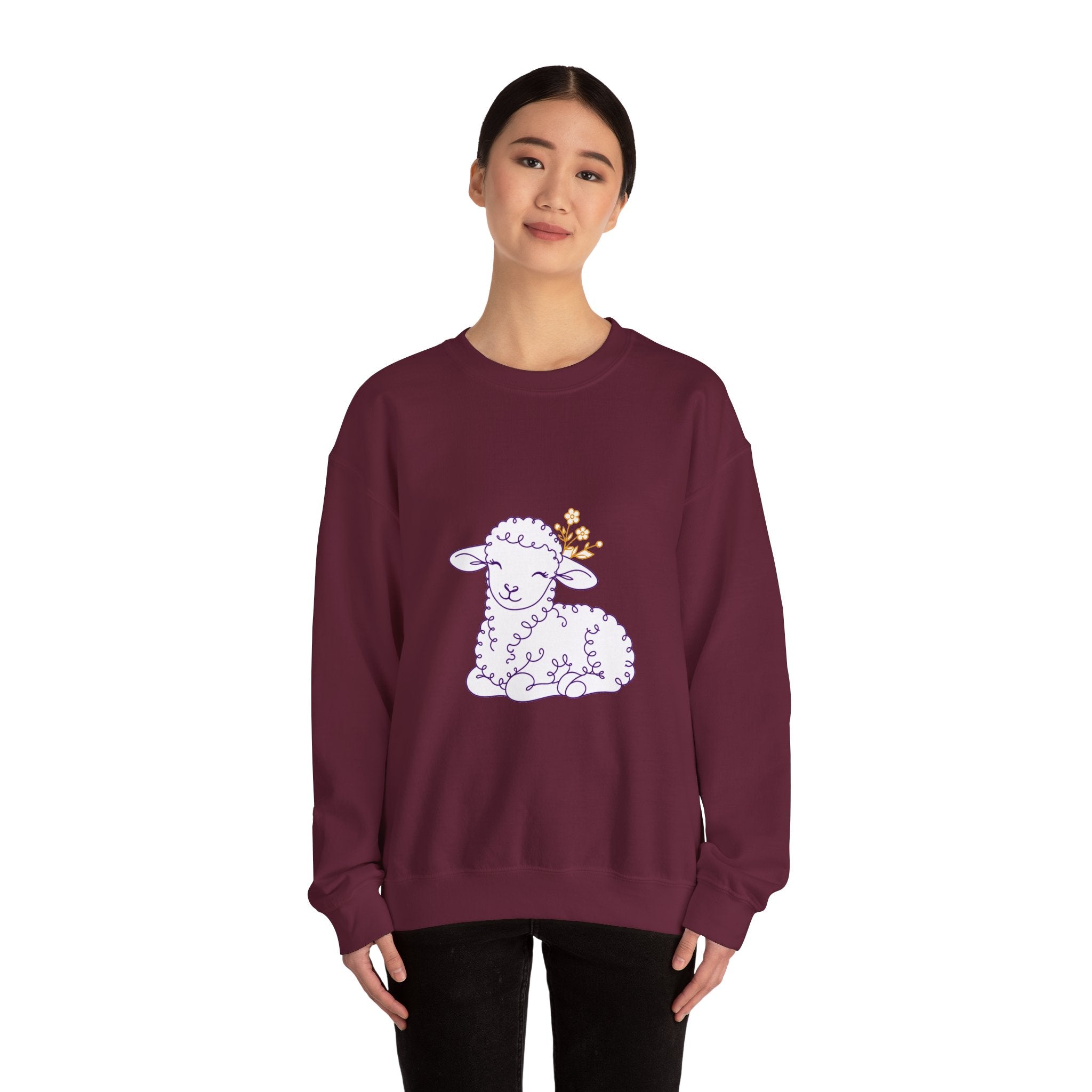 Matching Couple Sweatshirt - Lion & Lamb Matching Couple Comfort Colors Crew Minimalist Art His Hers Christmas Gift - Design B