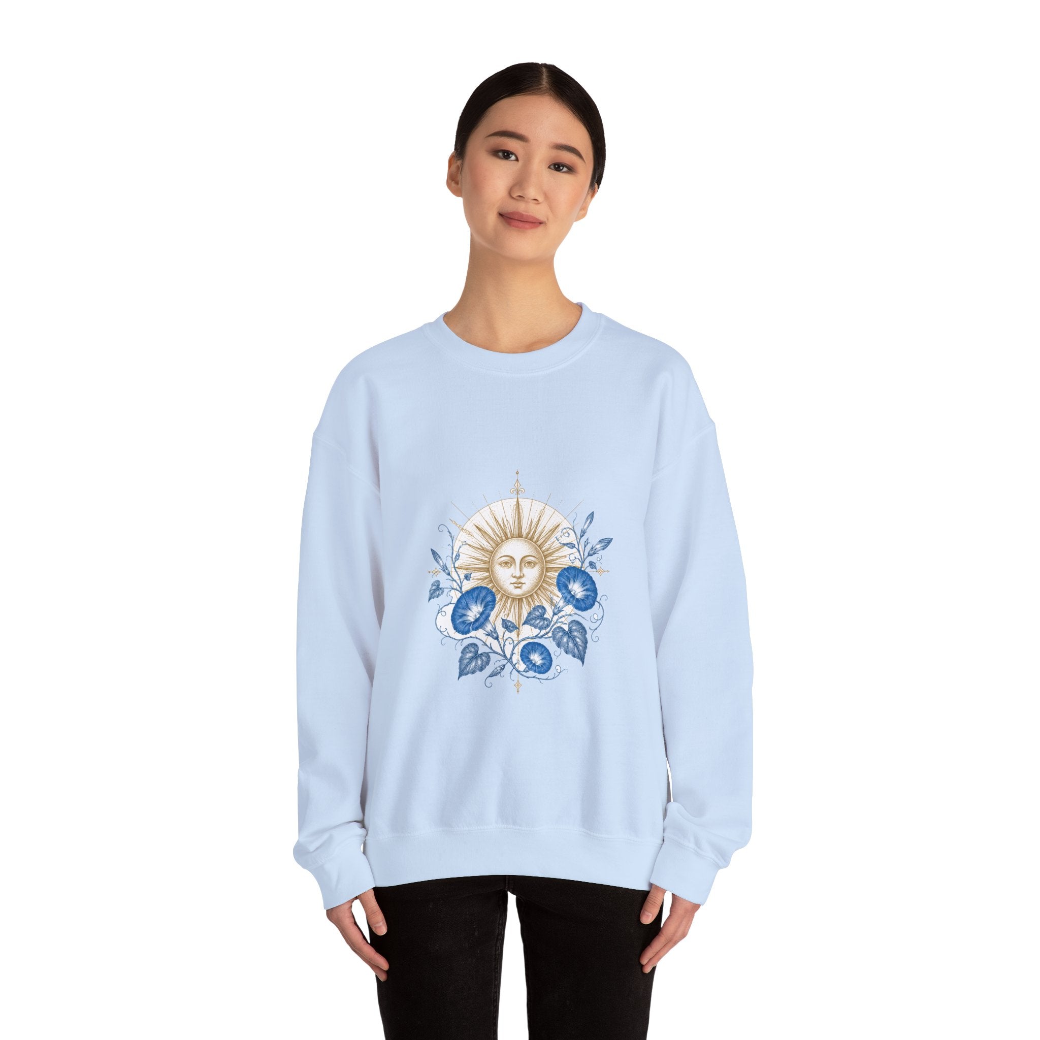 Matching Couple Sweatshirt - Sun & Moon Matching Couple Premium Fleece Sweatshirt Vintage Art His Hers Honeymoon Gift - Design B