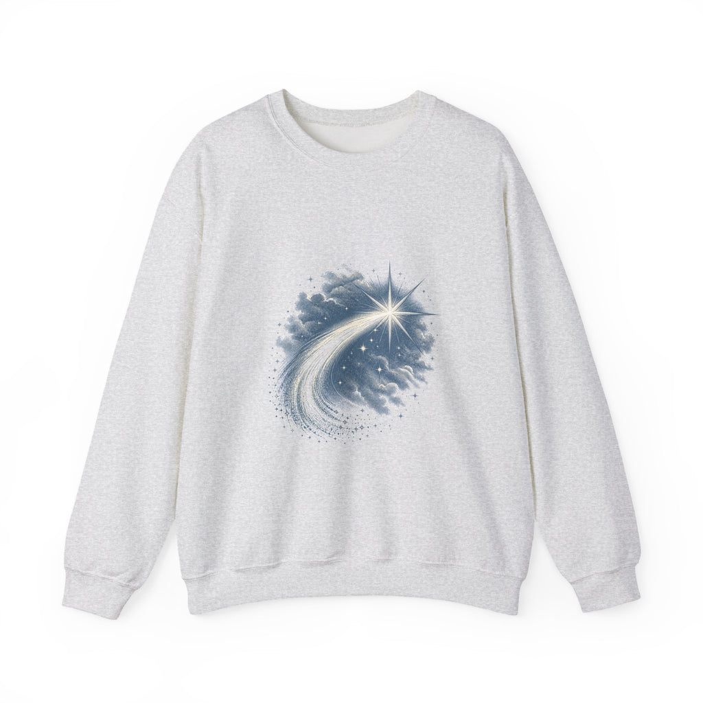Matching Couple Sweatshirt - Shooting Star & North Star Matching Couple Crewneck Sweatshirt Vintage Art His Hers Wedding Gift - Design A