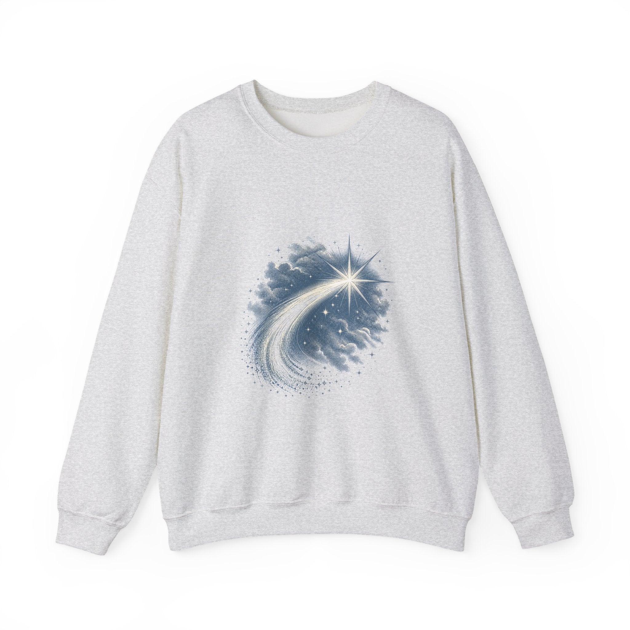Matching Couple Sweatshirt - Shooting Star & North Star Matching Couple Crewneck Sweatshirt Vintage Art His Hers Wedding Gift - Design A