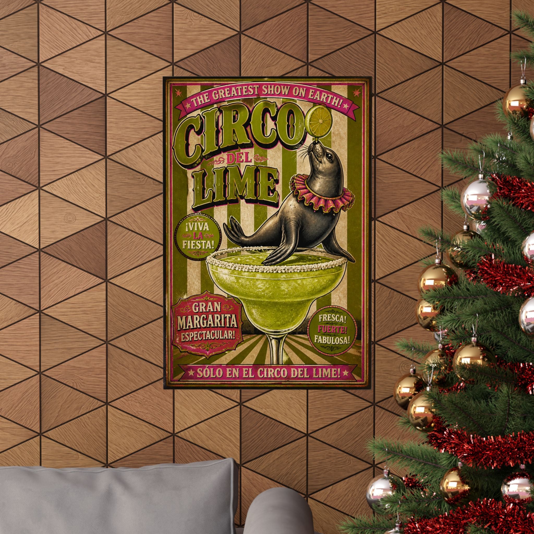 Margarita Balancing Seal Wall Art Poster 18×24 Vintage Circus Kitchen Decor Maximalist Print