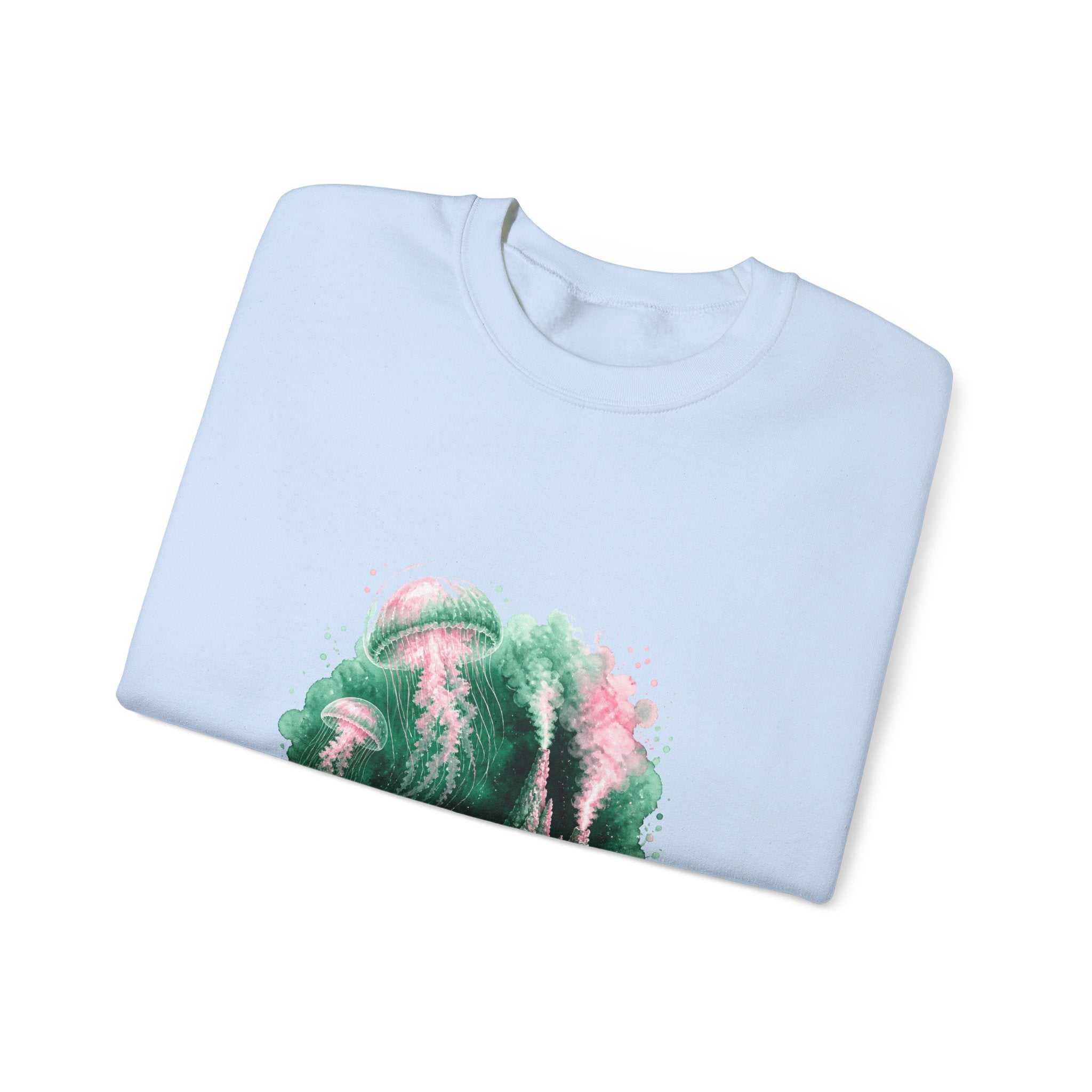 Matching Couple Sweatshirt - Coral Reef & Deep Sea Matching Couple Crewneck Sweatshirt Watercolor Art His Hers Engagement Gift - Design B