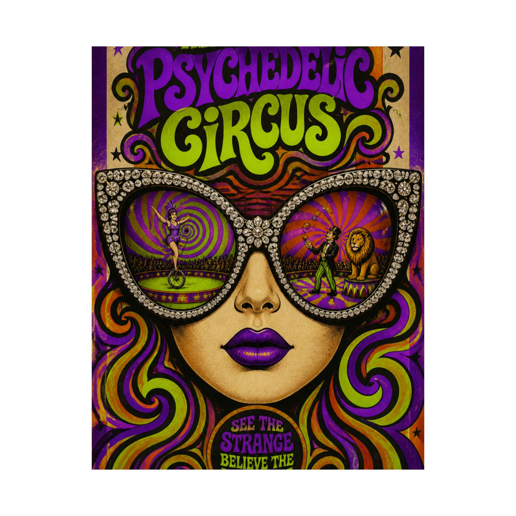Sunglasses Circus Ring Wall Art Poster 24×36 Psychedelic Dining Room Decor Maximalist Print