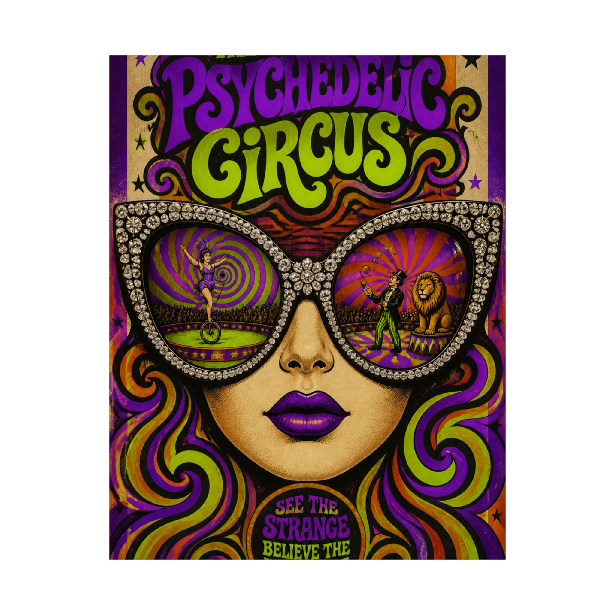 Sunglasses Circus Ring Wall Art Poster 24×36 Psychedelic Dining Room Decor Maximalist Print
