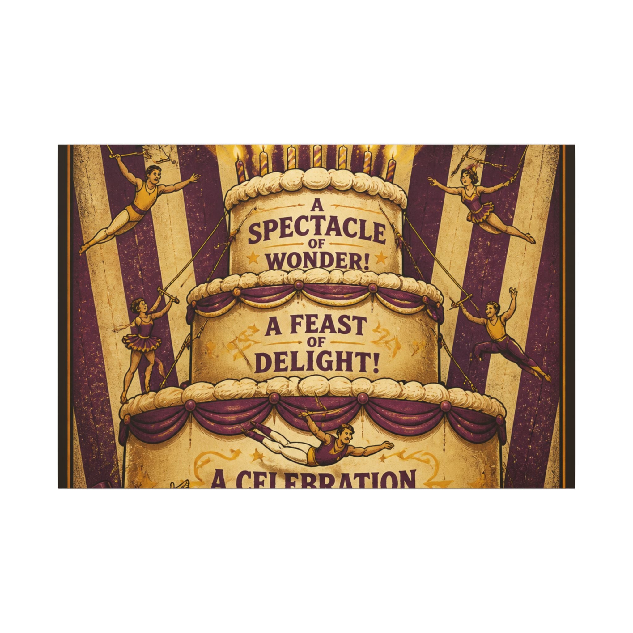 Birthday Cake Trapeze Wall Art Canvas 16×20 Vintage Circus Kitchen Decor Maximalist Print