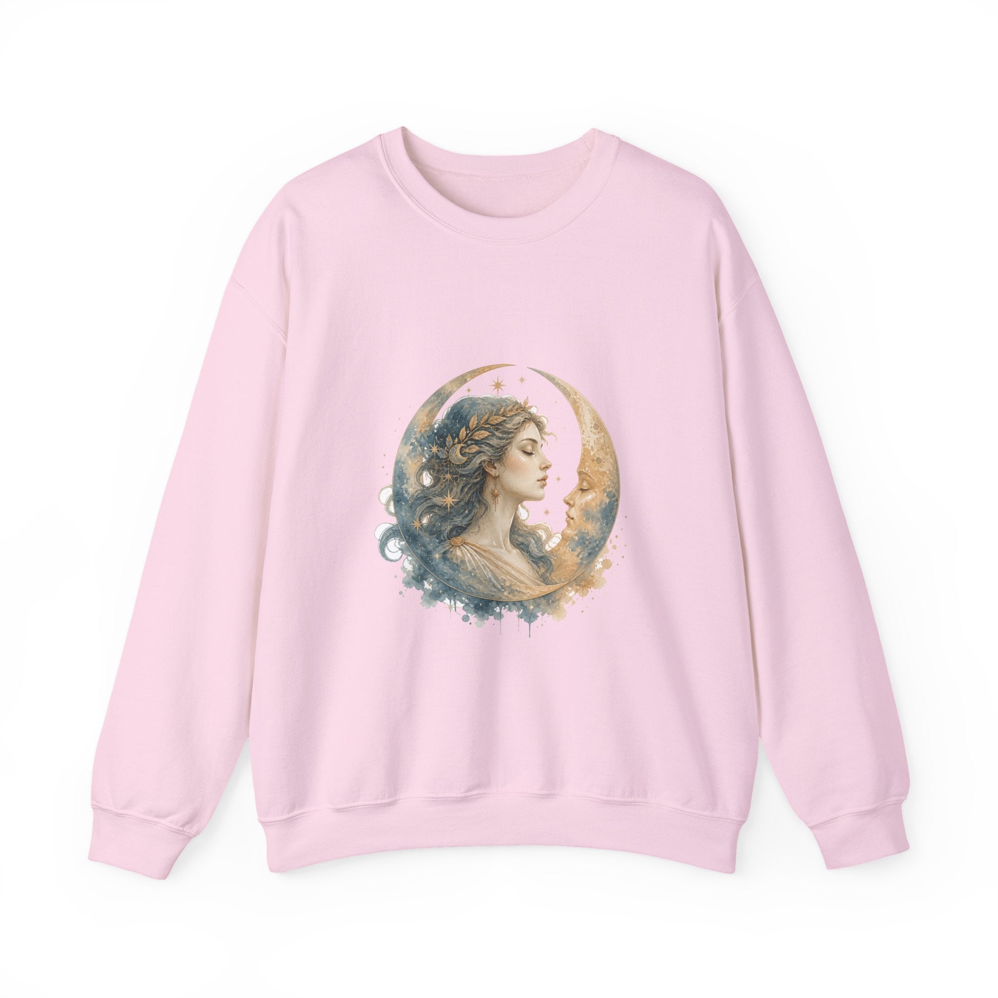 Matching Couple Sweatshirt - Helios & Selene Matching Couple Premium Fleece Sweatshirt Watercolor Art His Hers Birthday Gift - Design B