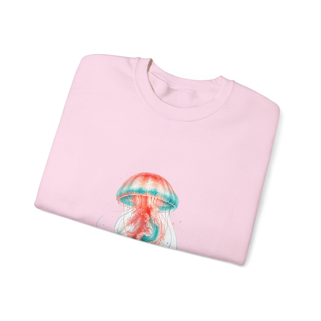 Matching Couple Sweatshirt - Octopus & Jellyfish Matching Couple Premium Fleece Sweatshirt Watercolor Art His Hers Birthday Gift - Design B