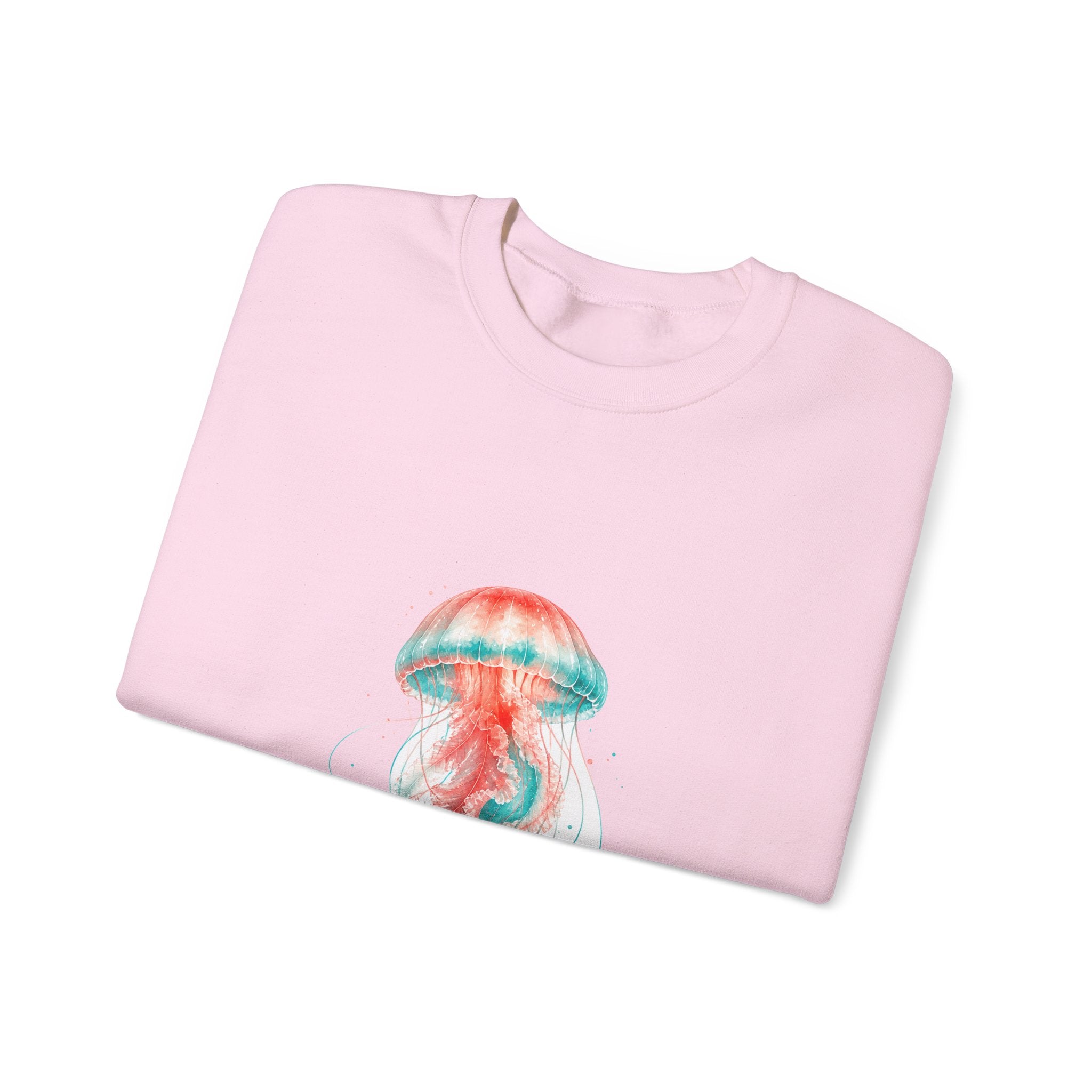 Matching Couple Sweatshirt - Octopus & Jellyfish Matching Couple Premium Fleece Sweatshirt Watercolor Art His Hers Birthday Gift - Design B