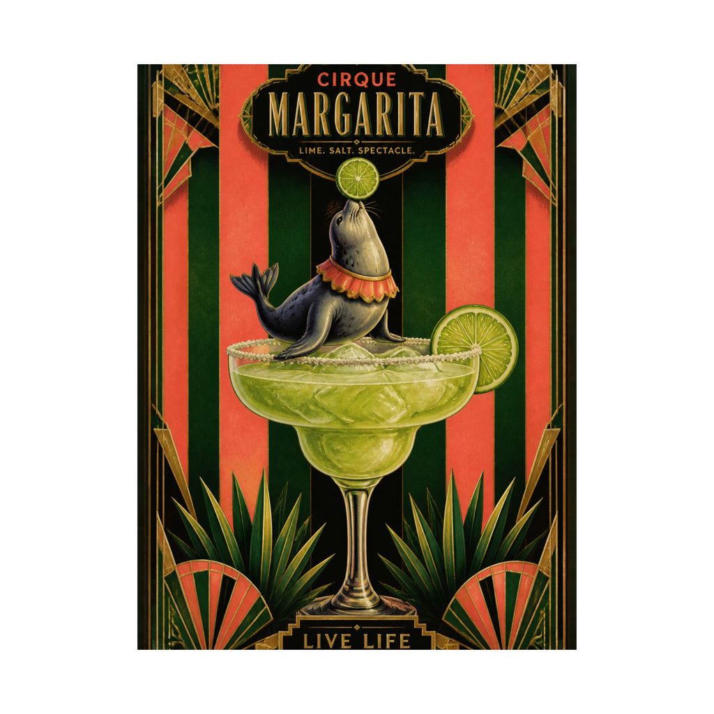 Margarita Balancing Seal Wall Art Poster 18×24 Art Deco Entryway Decor Maximalist Print