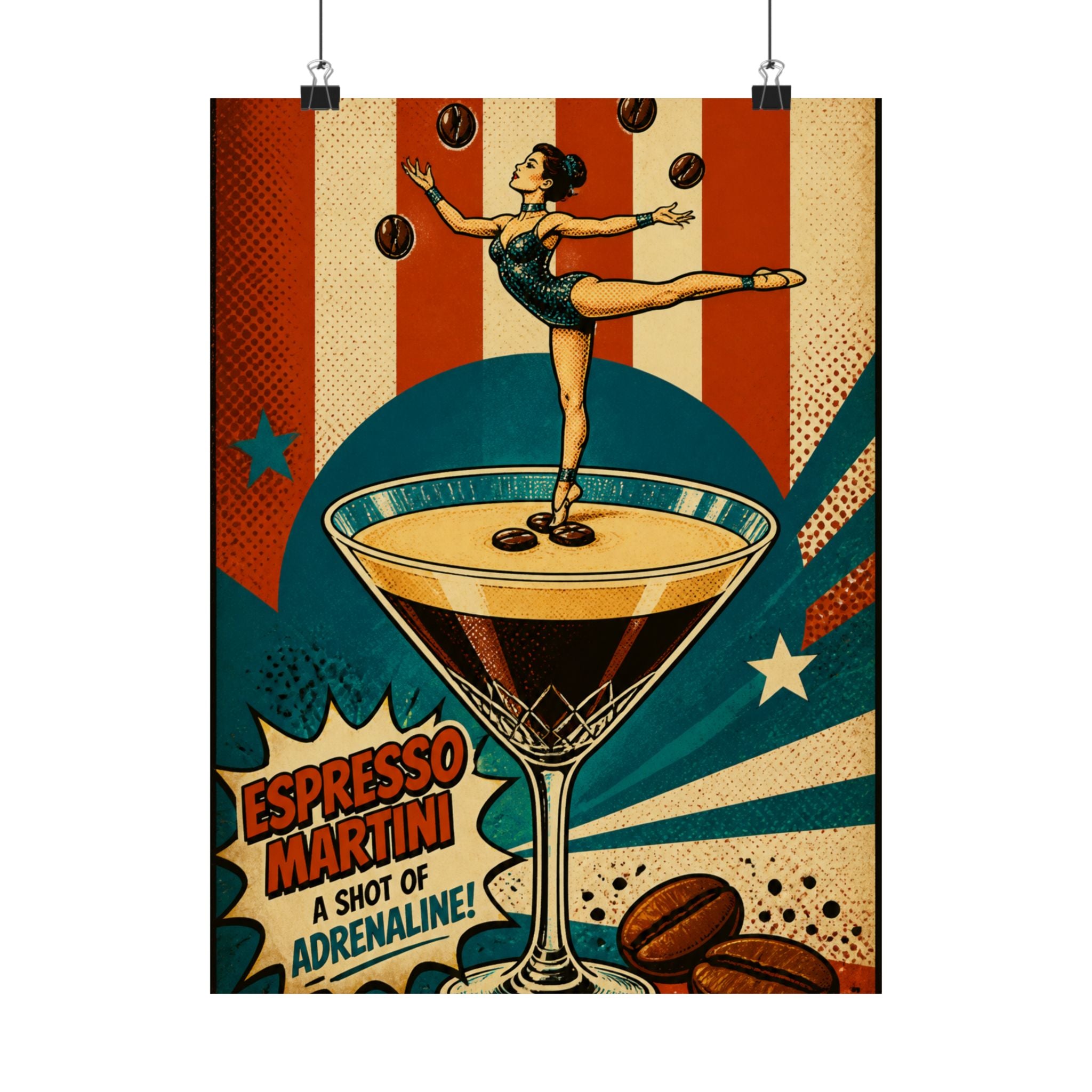 Espresso Martini Acrobat Wall Art Poster 18×24 Pop Art Living Room Decor Maximalist Print