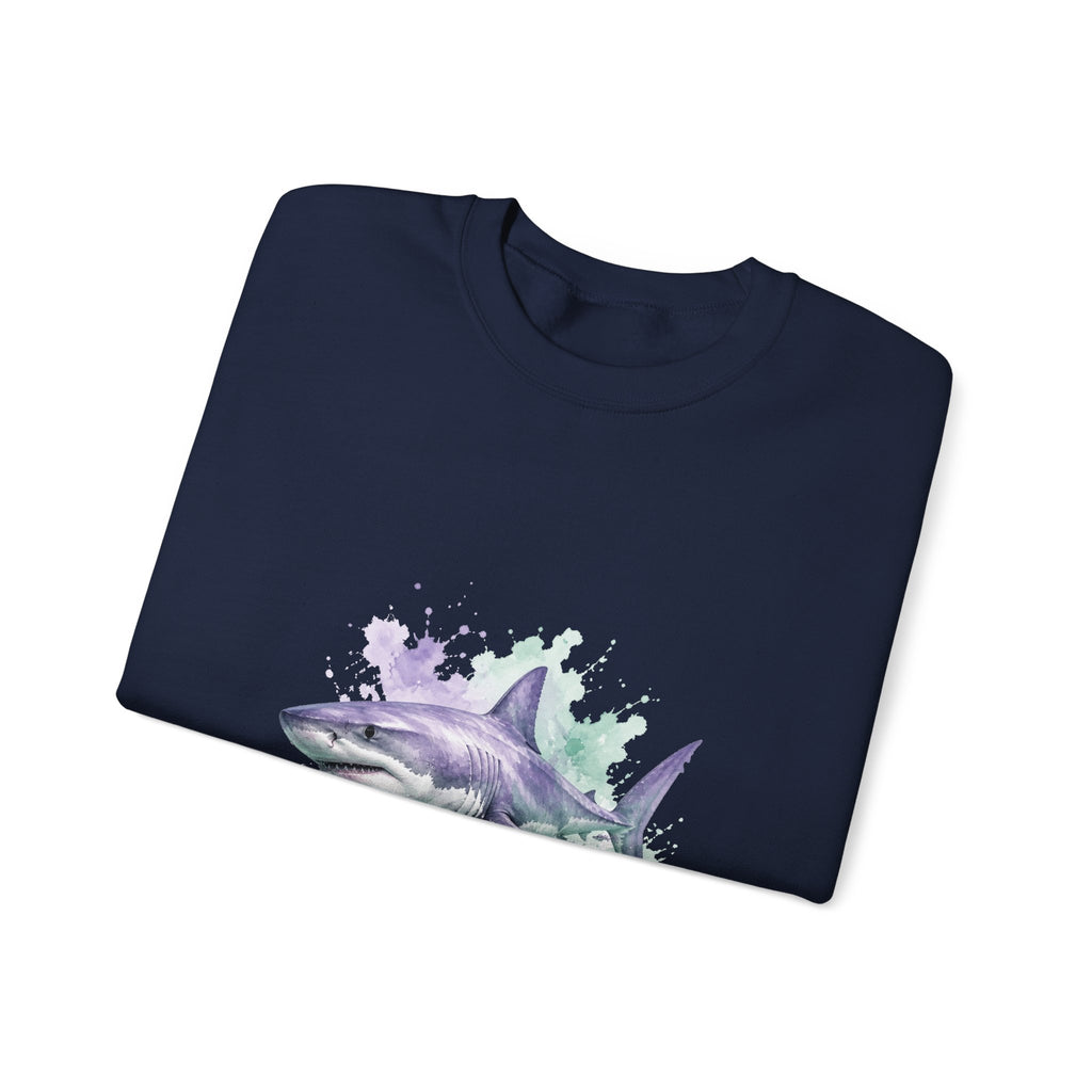 Matching Couple Sweatshirt - Shark & Dolphin Matching Couple Premium Fleece Sweatshirt Watercolor Art His Hers Birthday Gift - Design A