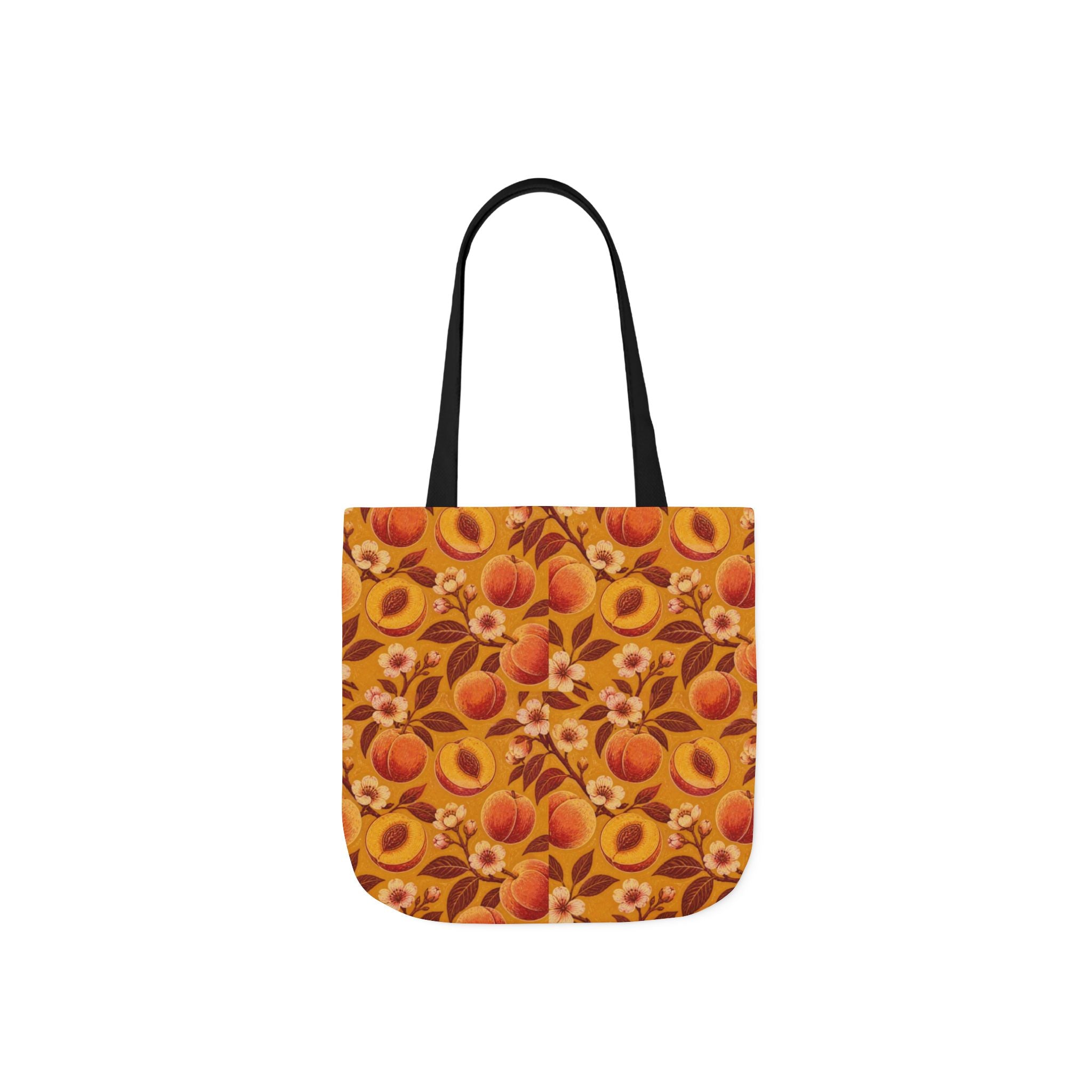 Ripe Peaches Canvas Tote Bag Mediterranean Kitchen Linocut Design Italian Cottagecore Gift