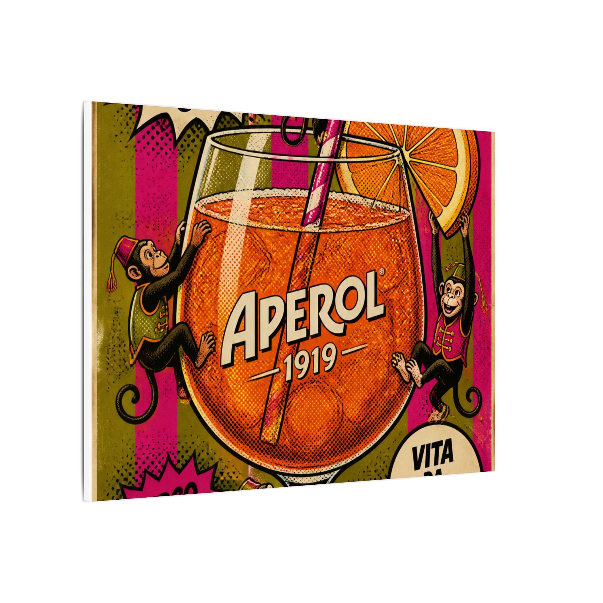 Aperol Spritz Monkeys Wall Art Canvas 16×20 Pop Art Living Room Decor Maximalist Print