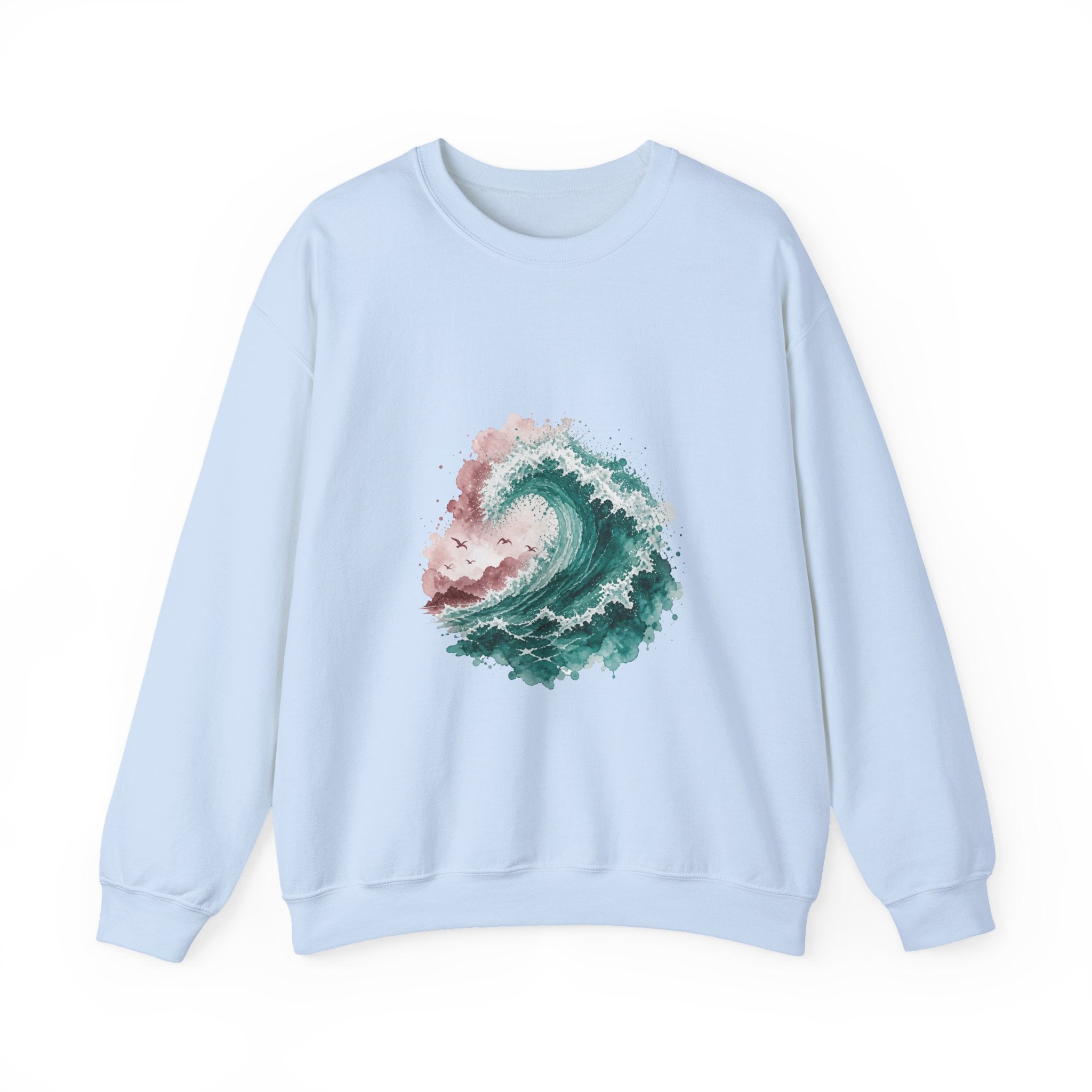 Matching Couple Sweatshirt - Mountain & Ocean Matching Couple Crewneck Sweatshirt Watercolor Art His Hers Engagement Gift - Design B