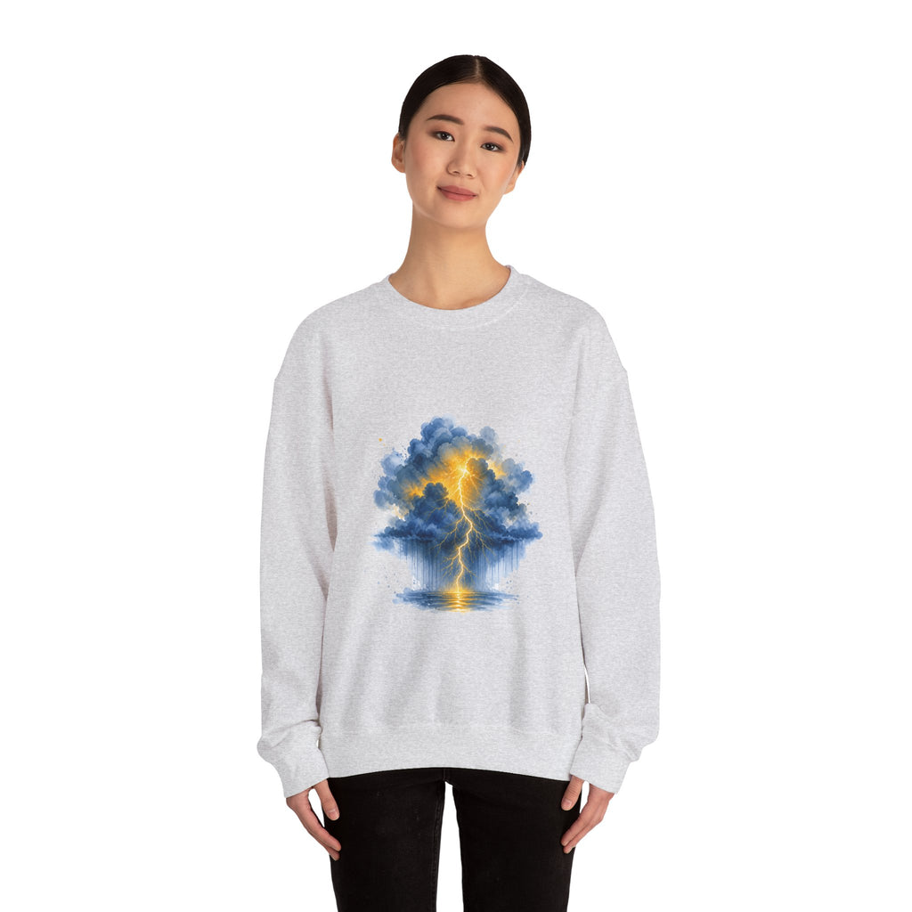 Matching Couple Sweatshirt - Storm & Rainbow Matching Couple Premium Fleece Sweatshirt Watercolor Art His Hers Birthday Gift - Design A