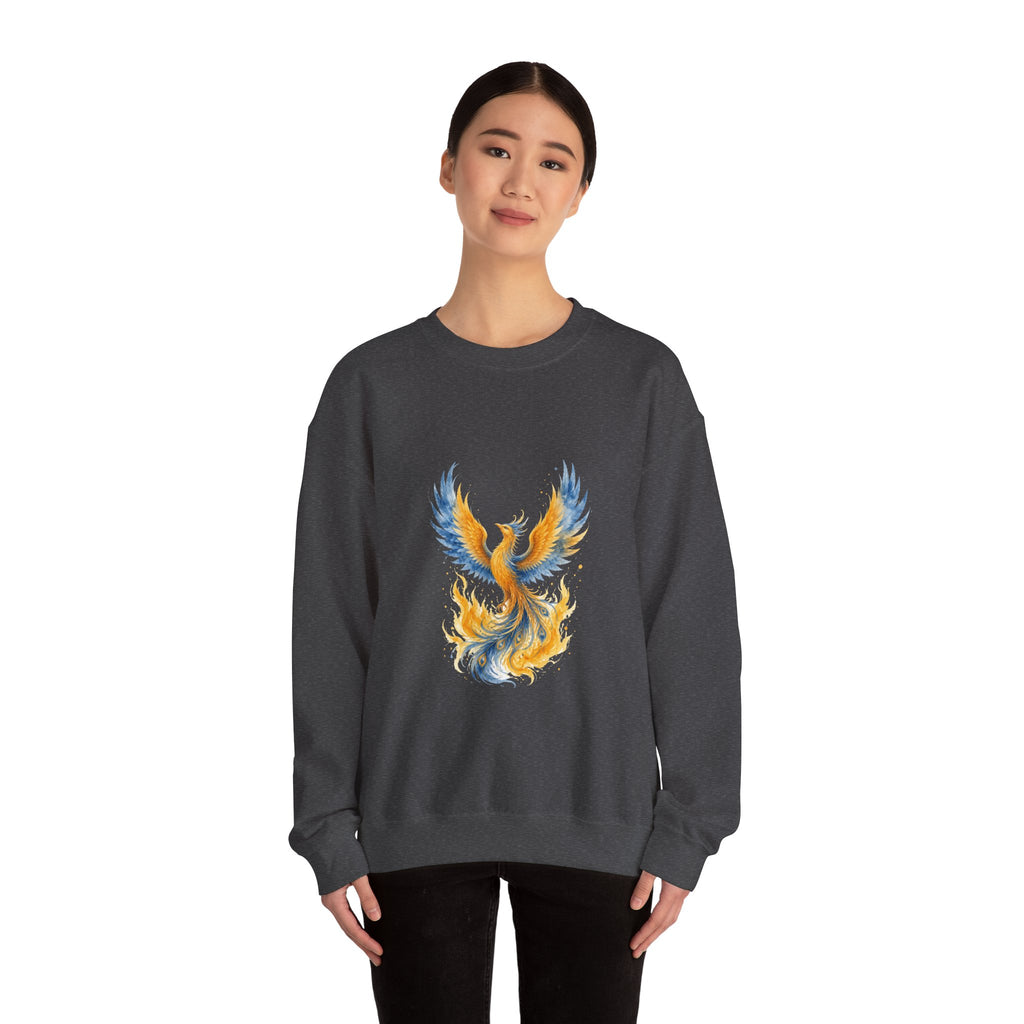Matching Couple Sweatshirt - Dragon & Phoenix Matching Couple Comfort Colors Crew Watercolor Art His Hers Birthday Gift - Design B