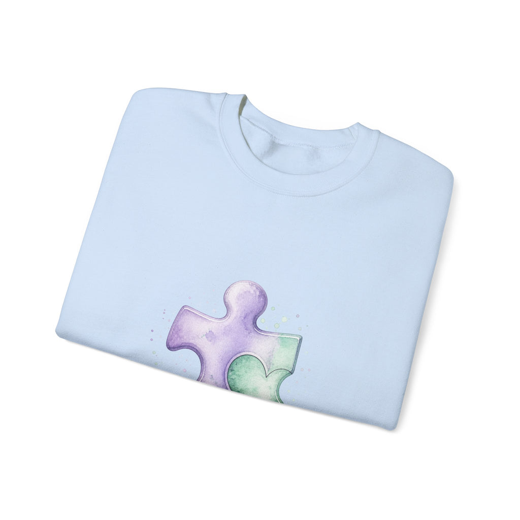 Matching Couple Sweatshirt - Puzzle Pieces Matching Couple Comfort Colors Crew Watercolor Art His Hers Birthday Gift - Design A