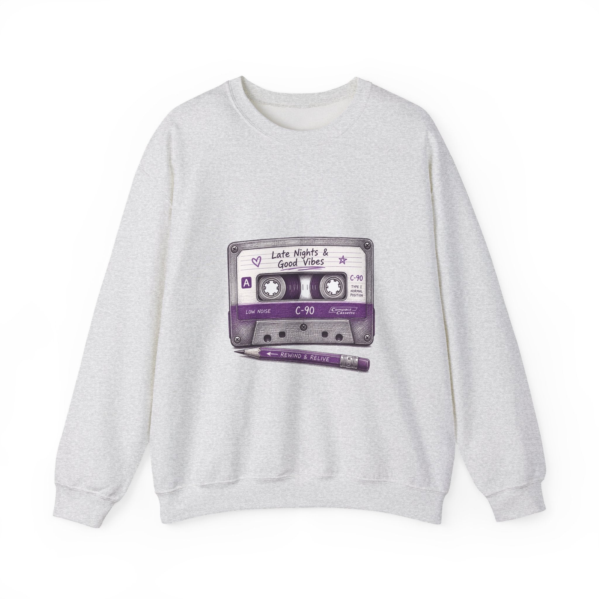 Matching Couple Sweatshirt - Vinyl & Cassette Matching Couple Crewneck Sweatshirt Hand-Drawn Art His Hers Best Friend Gift - Design B