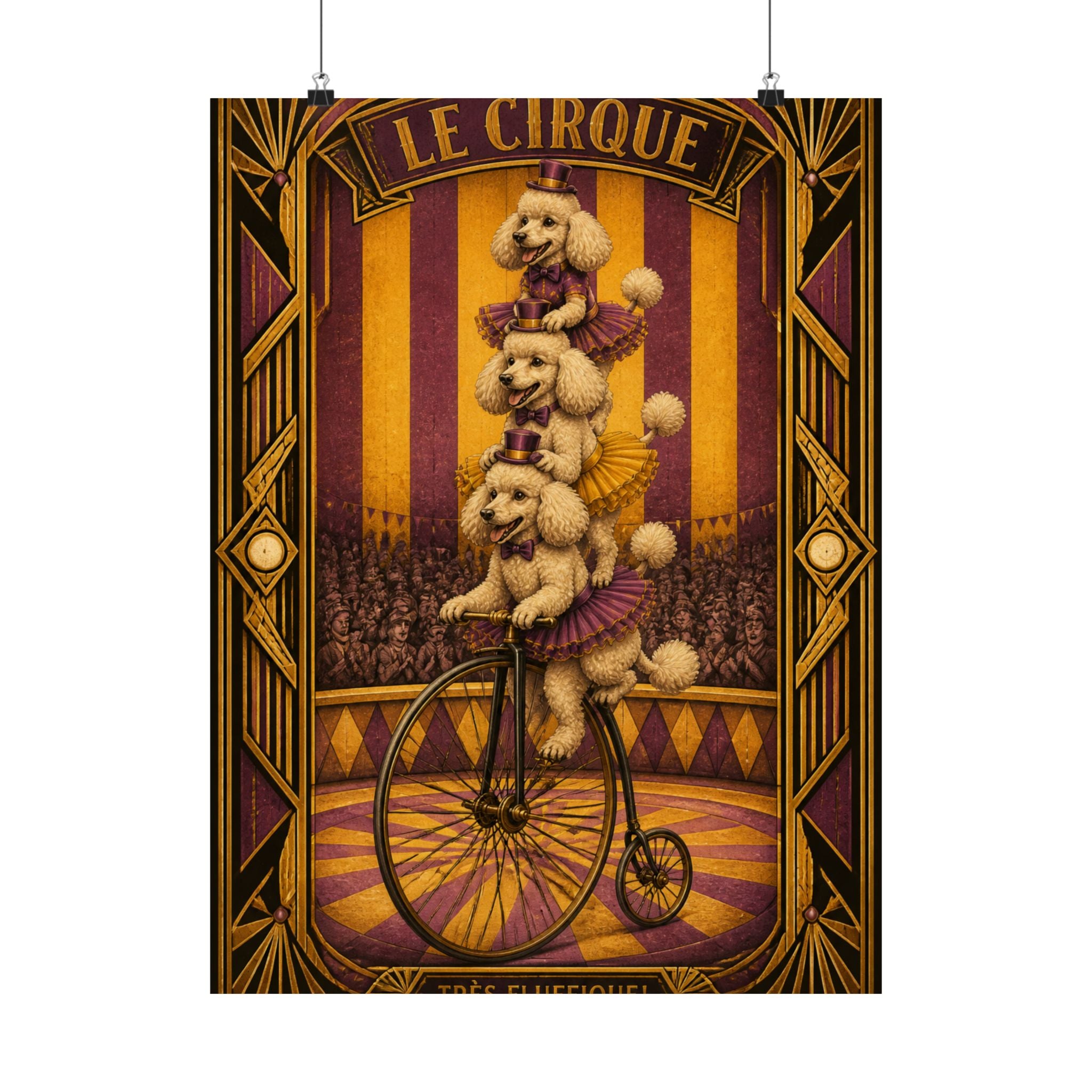 Poodle Stack Bicycle Wall Art Poster 18×24 Art Deco Entryway Decor Maximalist Print