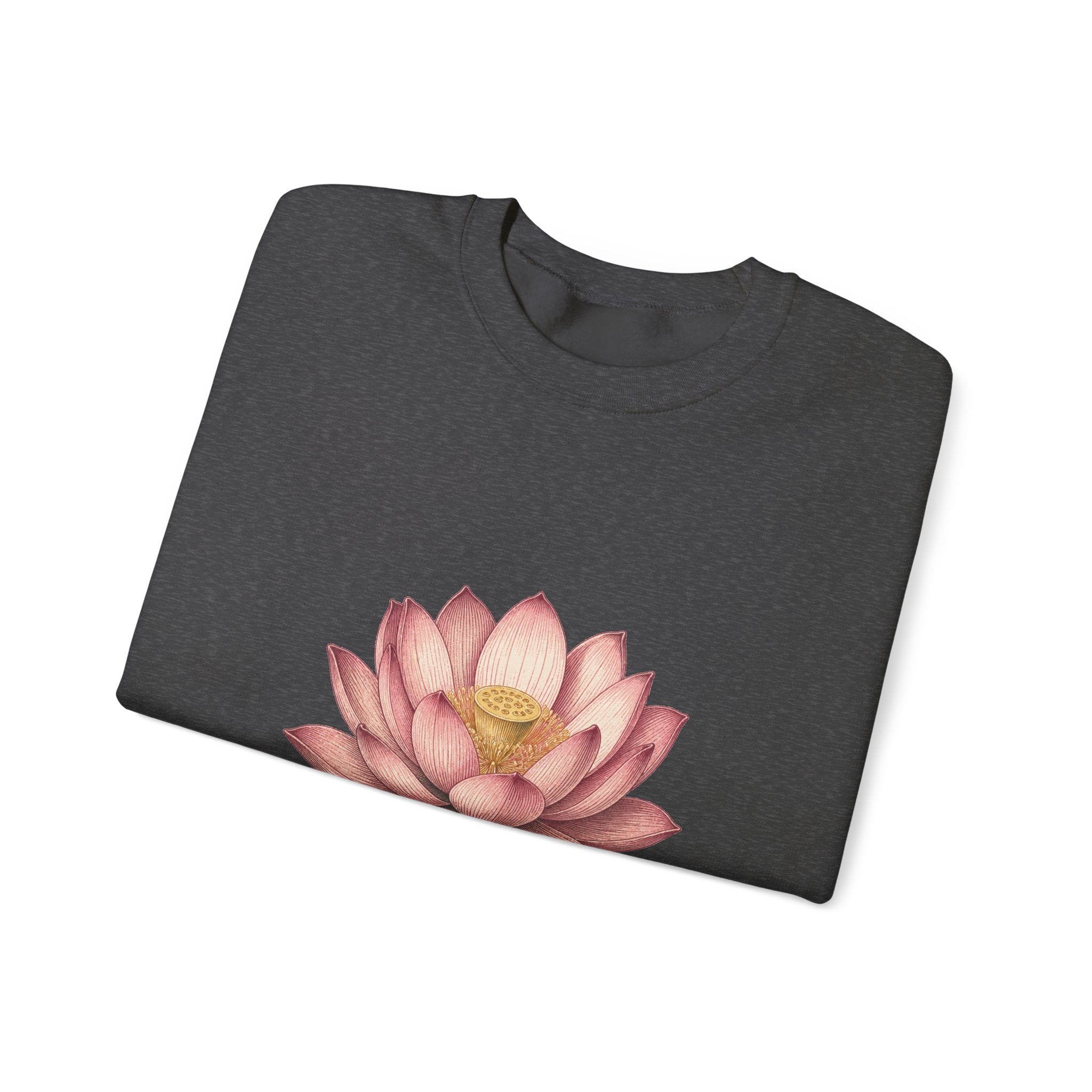 Matching Couple Sweatshirt - Open & Closed Lotus Matching Couple Crewneck Sweatshirt Vintage Art His Hers Wedding Gift - Design A