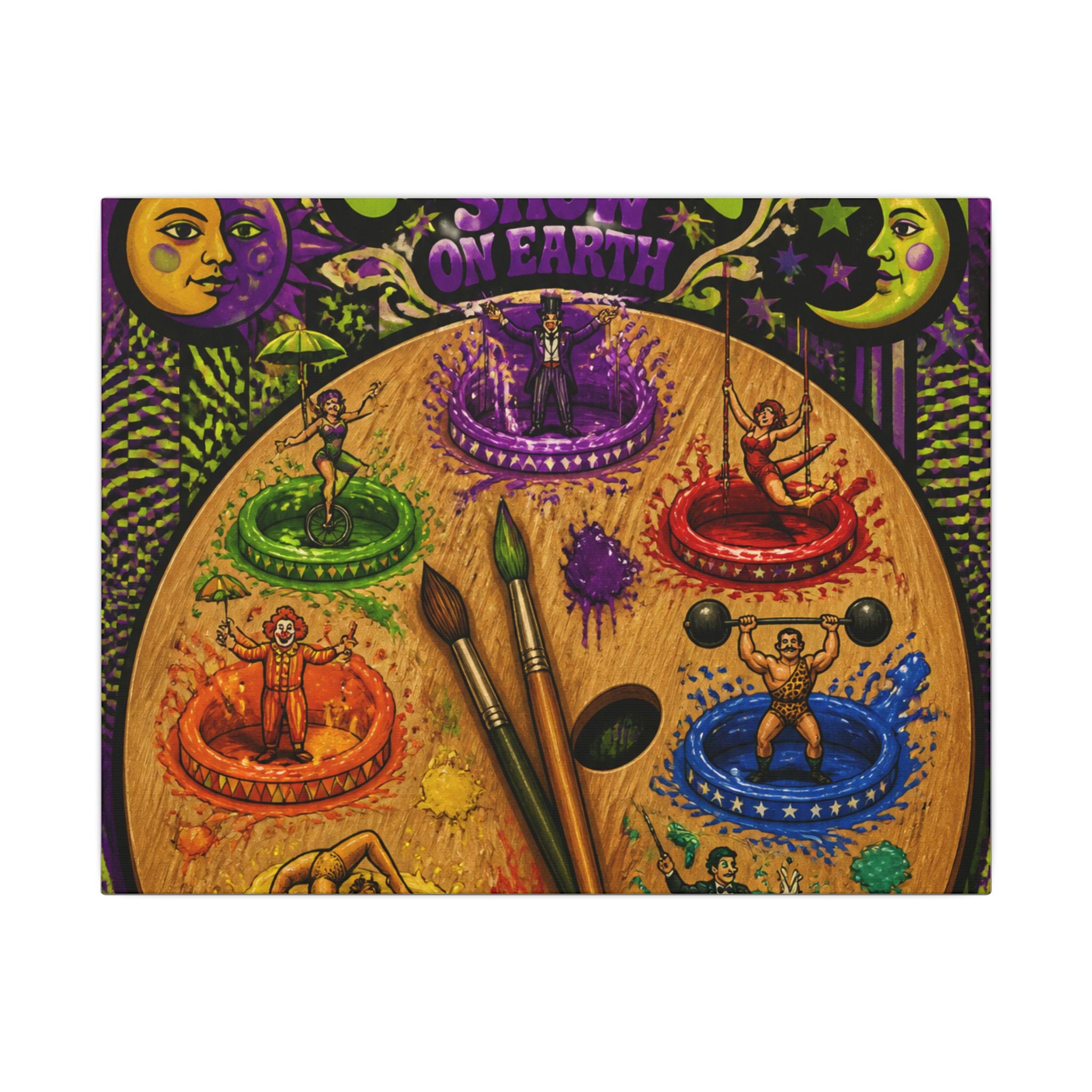 Paint Palette Stage Wall Art Canvas 16×20 Psychedelic Cafe Decor Maximalist Print