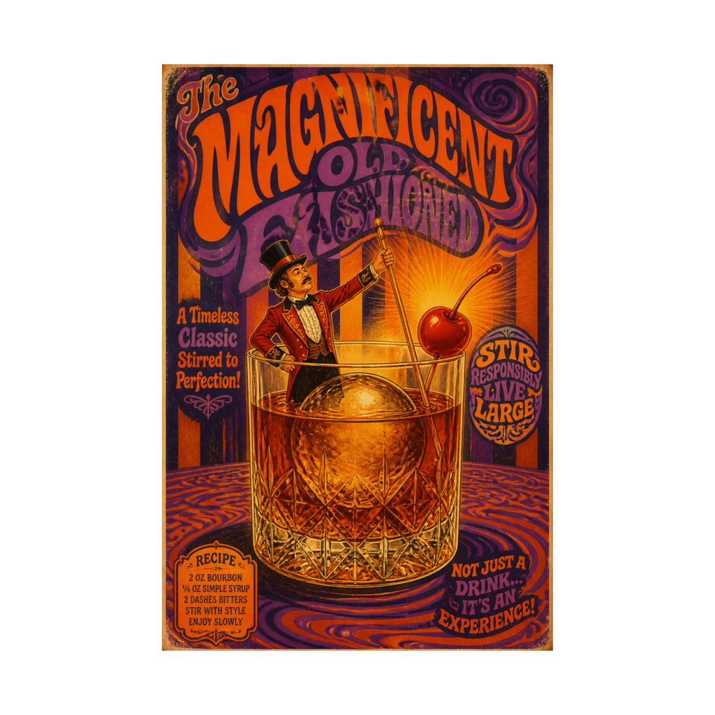 Old Fashioned Ringmaster Wall Art Poster 18×24 Psychedelic Cafe Decor Maximalist Print