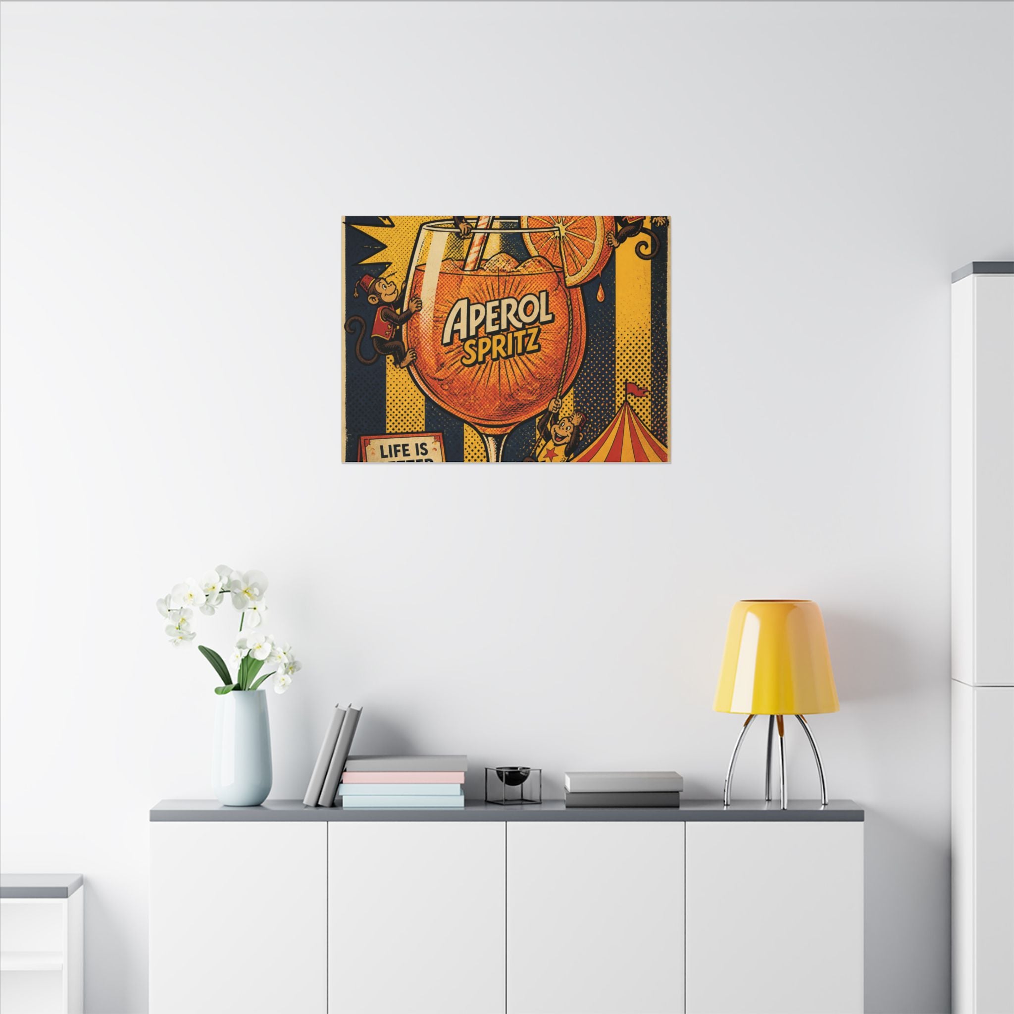 Aperol Spritz Monkeys Wall Art Canvas 24×36 Pop Art Restaurant Decor Maximalist Print