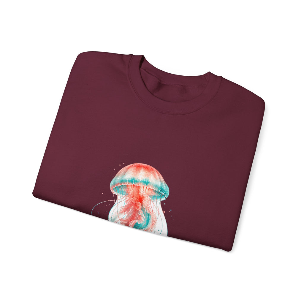 Matching Couple Sweatshirt - Octopus & Jellyfish Matching Couple Premium Fleece Sweatshirt Watercolor Art His Hers Birthday Gift - Design B