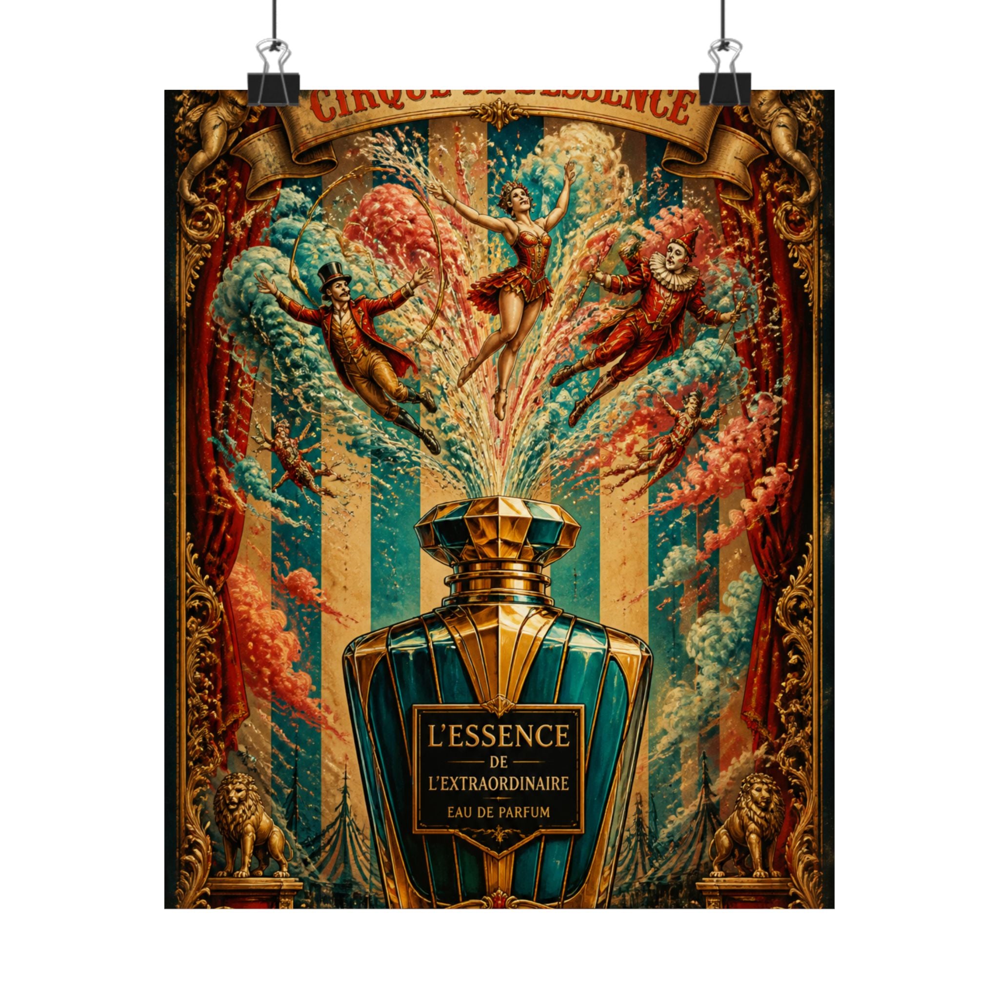 Perfume Bottle Fountain Wall Art Poster 24×36 Baroque Studio Decor Maximalist Print