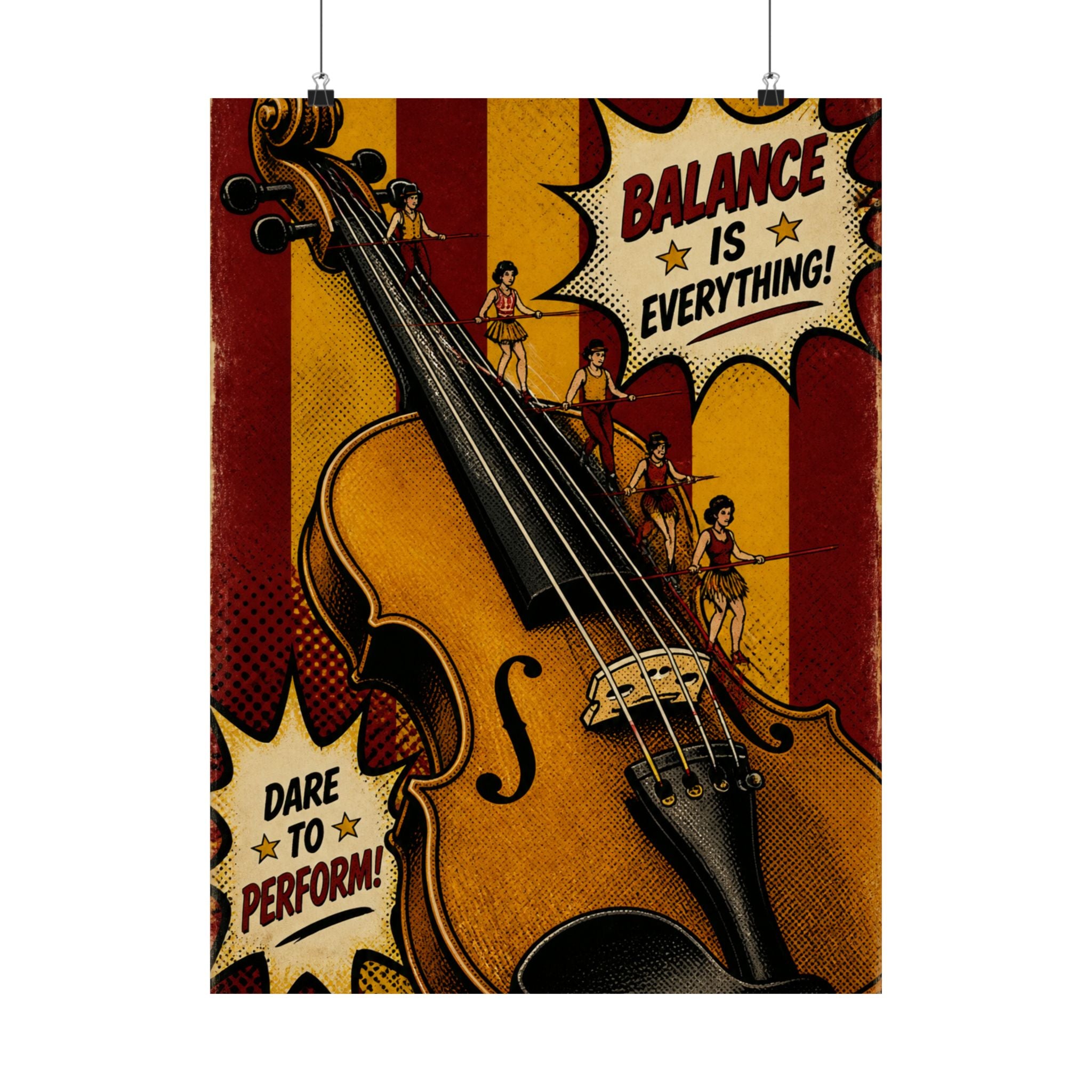 Violin Tightrope Bridge Wall Art Poster 18×24 Pop Art Living Room Decor Maximalist Print