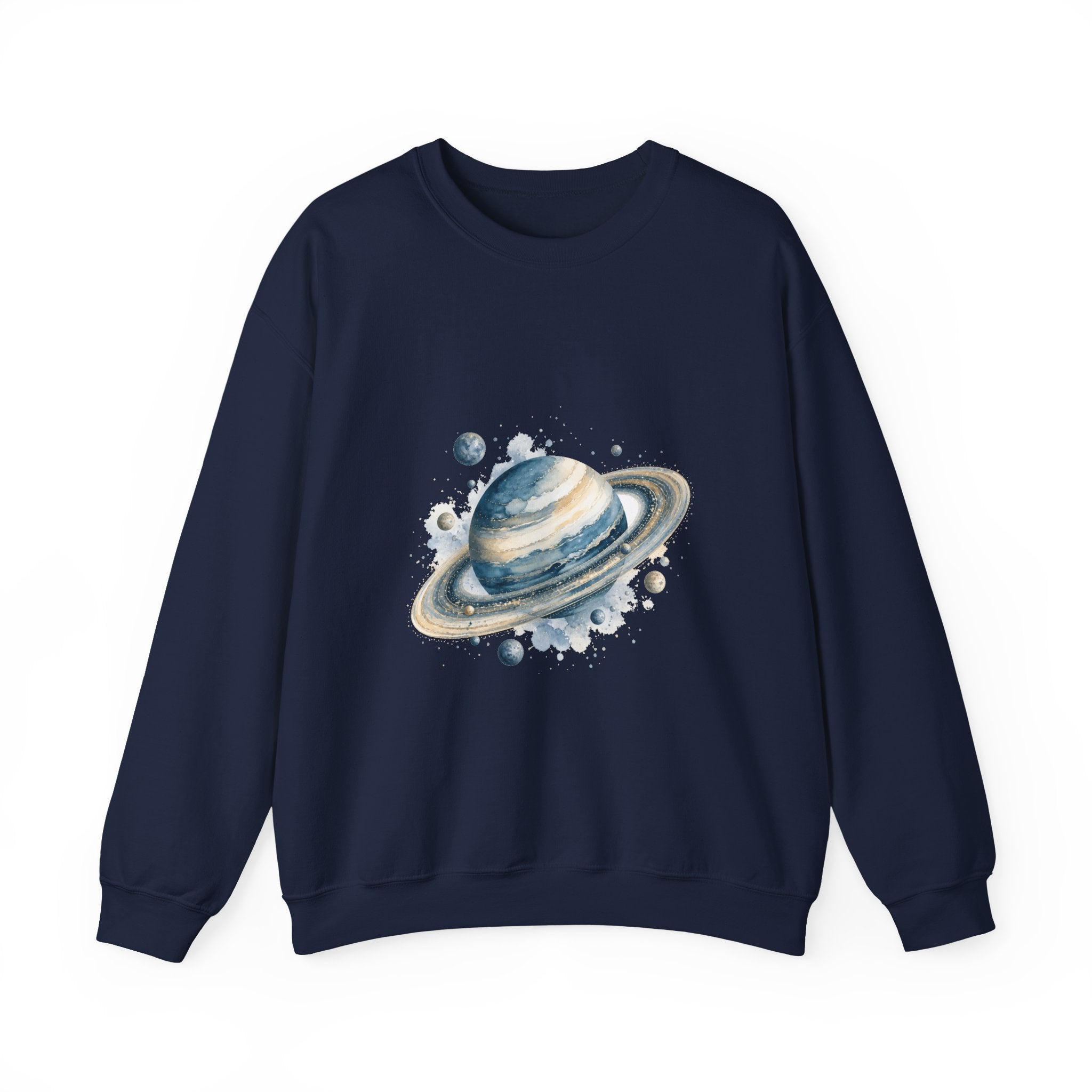 Matching Couple Sweatshirt - Astronaut & Planet Matching Couple Crewneck Sweatshirt Watercolor Art His Hers Engagement Gift - Design B