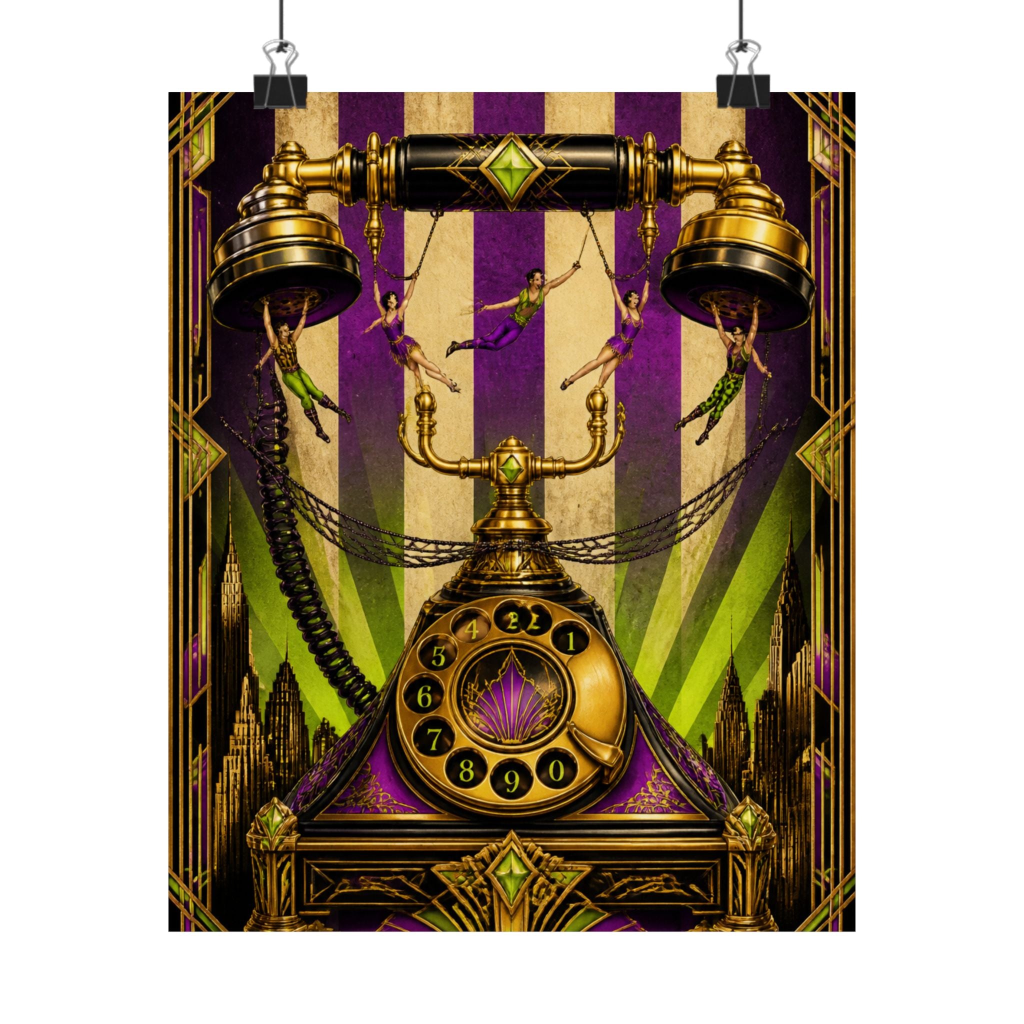 Vintage Telephone Booth Wall Art Poster 24×36 Art Deco Bar Area Decor Maximalist Print