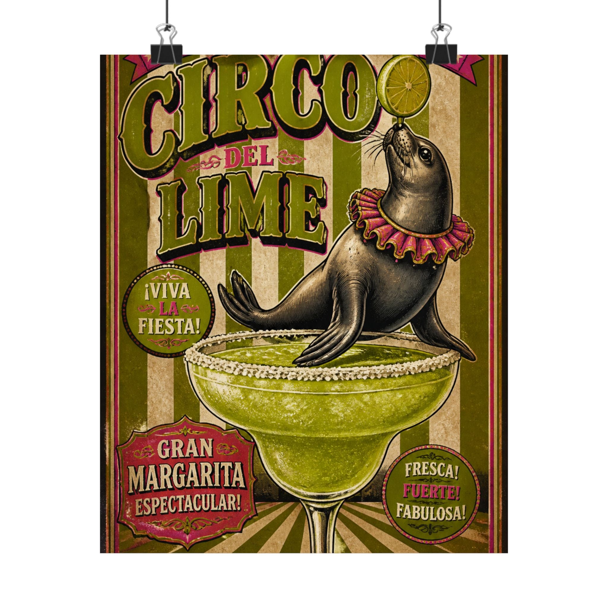 Margarita Balancing Seal Wall Art Poster 18×24 Vintage Circus Kitchen Decor Maximalist Print