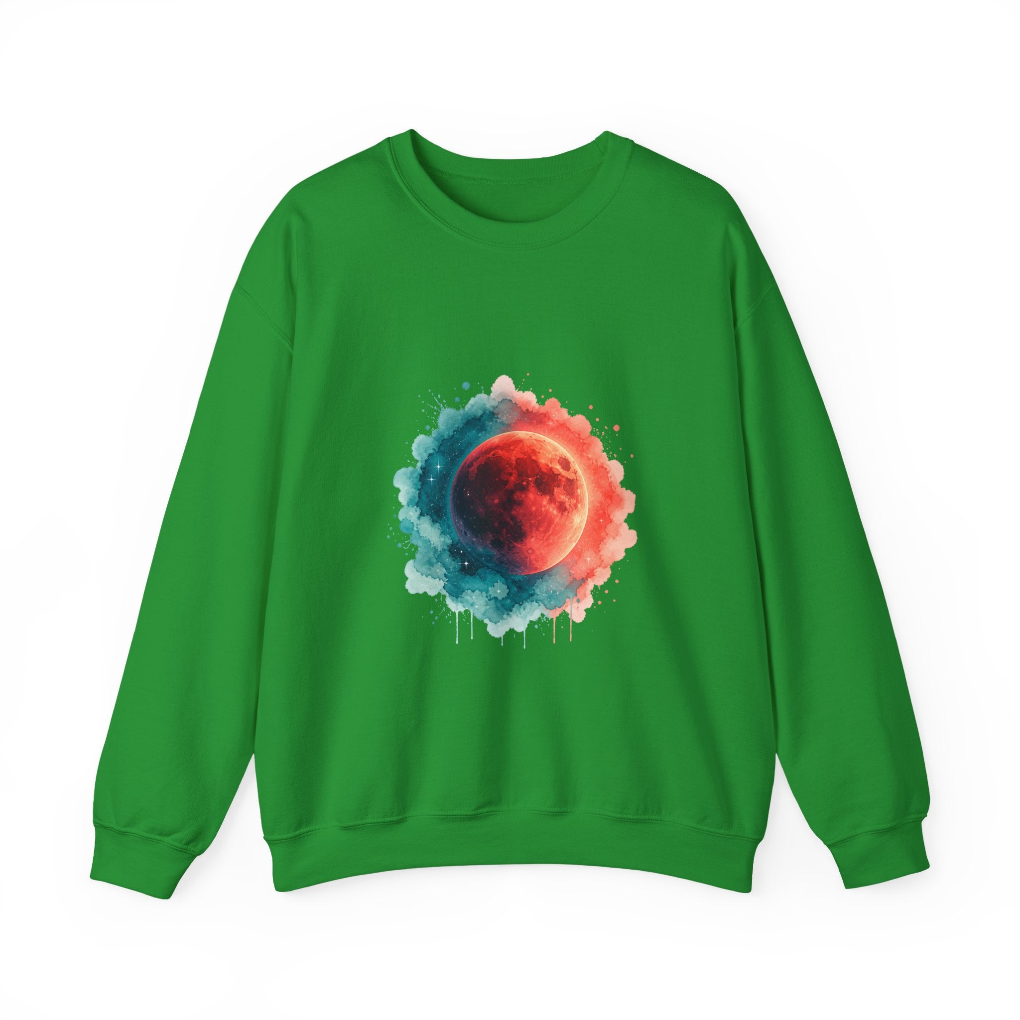 Matching Couple Sweatshirt - Solar & Lunar Eclipse Matching Couple Crewneck Sweatshirt Watercolor Art His Hers Engagement Gift - Design B