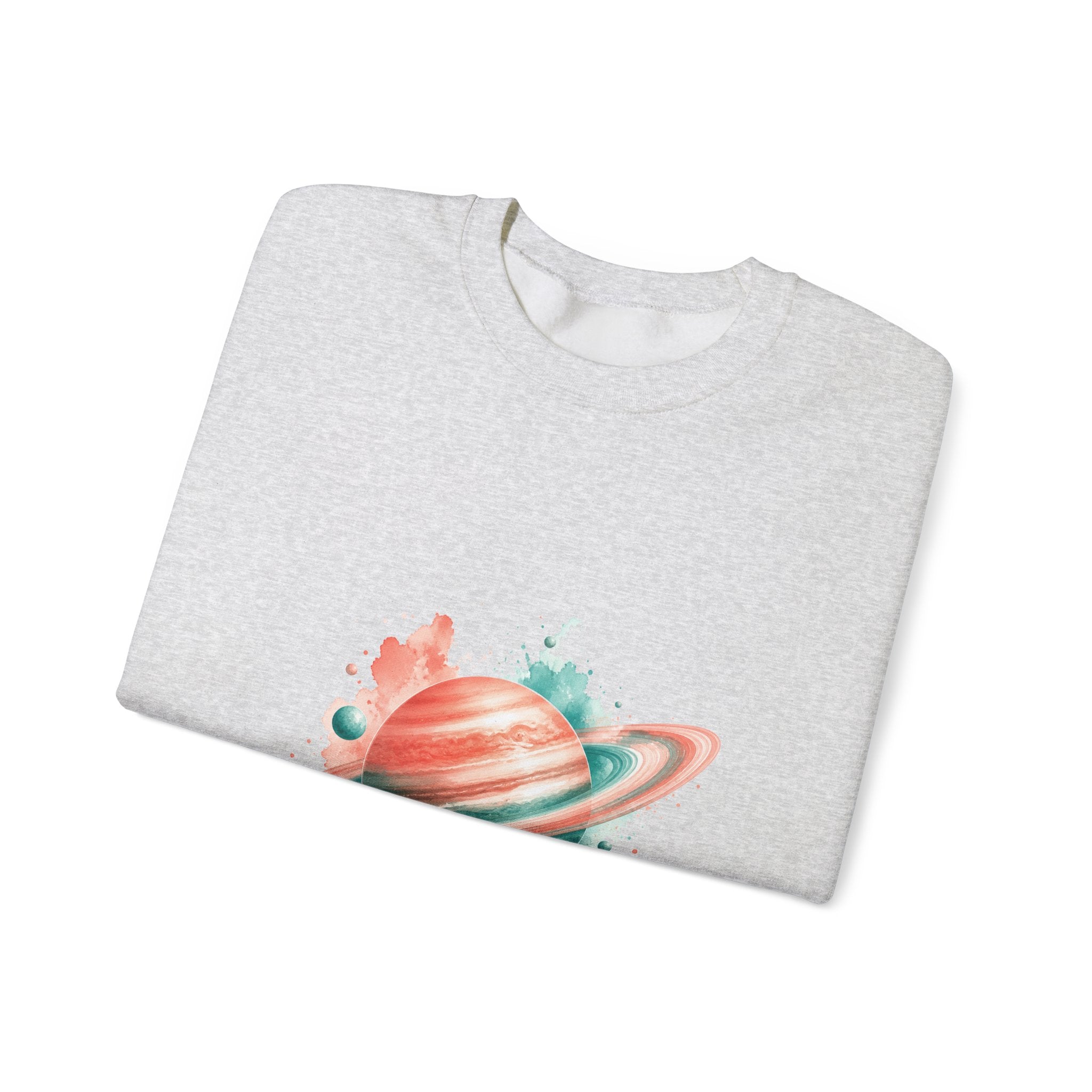 Matching Couple Sweatshirt - Saturn & Jupiter Matching Couple Premium Fleece Sweatshirt Watercolor Art His Hers Birthday Gift - Design A