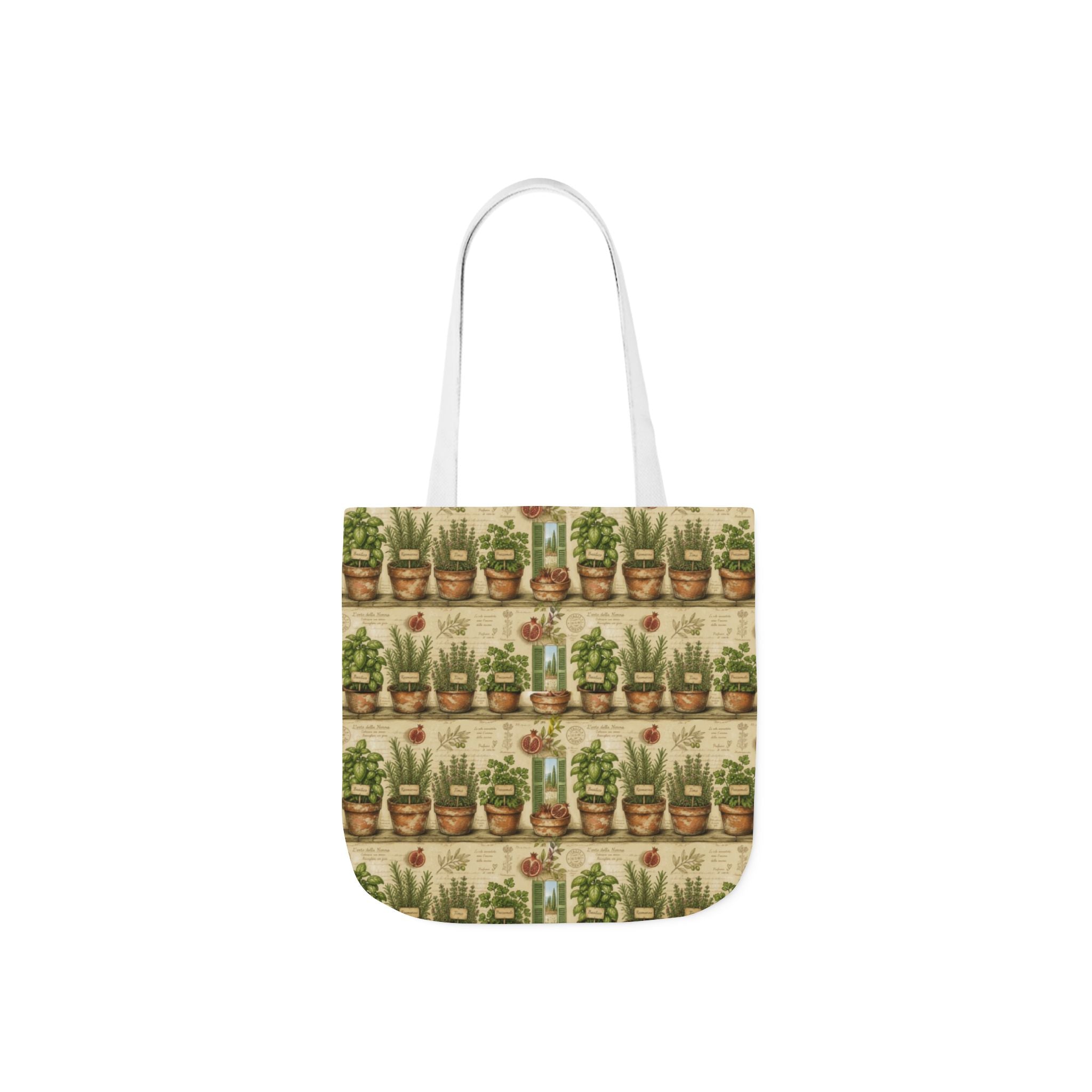 Terracotta Herb Pots Canvas Tote Bag Mediterranean Kitchen Botanical Design Italian Cottagecore Gift