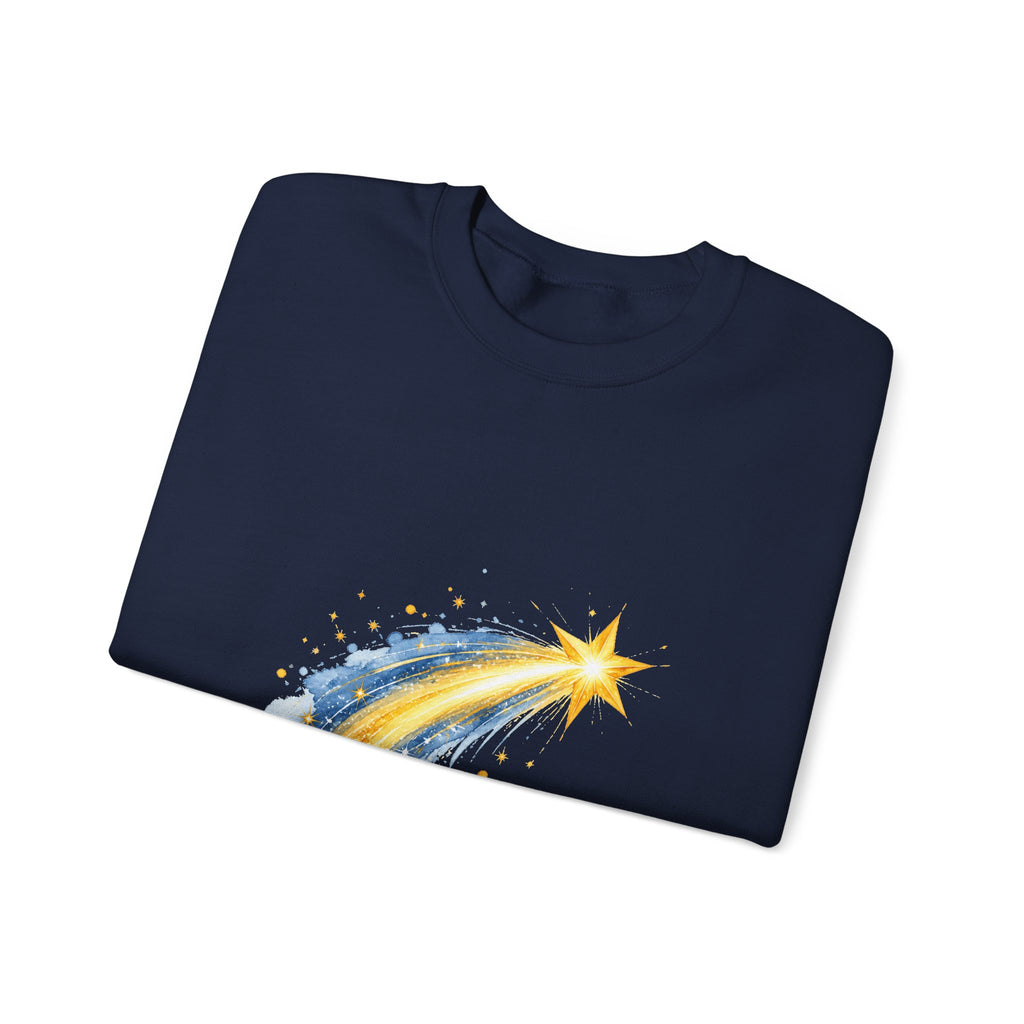 Matching Couple Sweatshirt - Shooting Star & North Star Matching Couple Comfort Colors Crew Watercolor Art His Hers Birthday Gift - Design A
