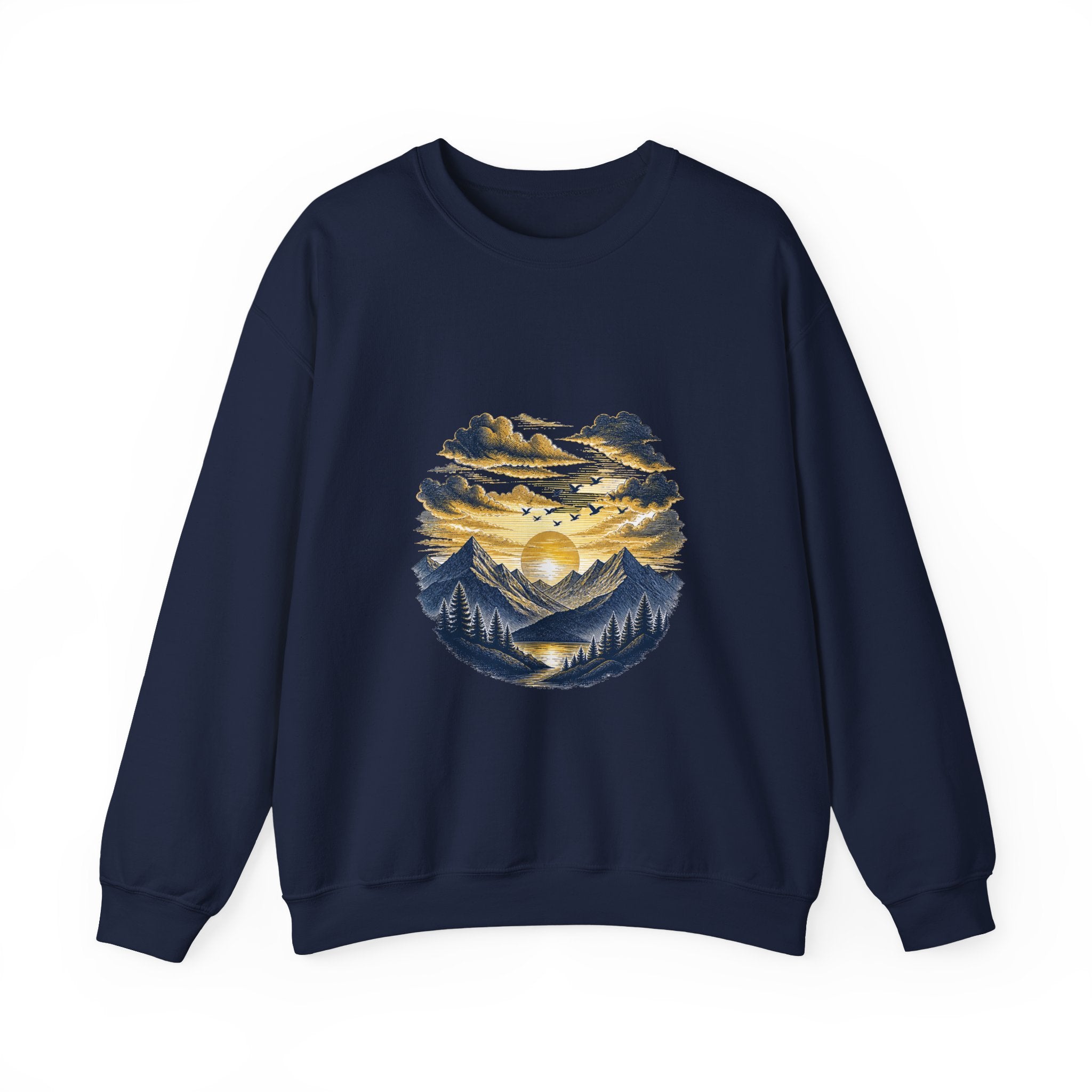 Matching Couple Sweatshirt - Sunrise & Sunset Matching Couple Premium Fleece Sweatshirt Hand-Drawn Art His Hers Anniversary Gift - Design B