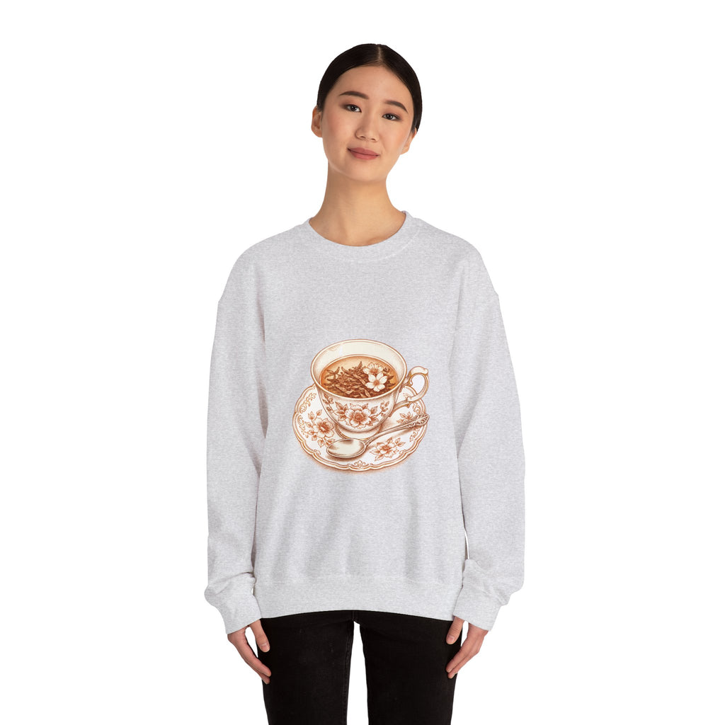 Matching Couple Sweatshirt - Coffee & Tea Matching Couple Crewneck Sweatshirt Hand-Drawn Art His Hers Best Friend Gift - Design B