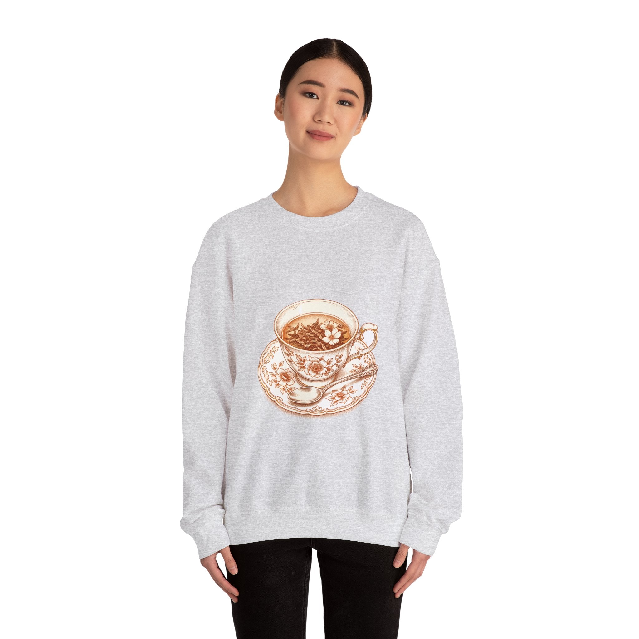 Matching Couple Sweatshirt - Coffee & Tea Matching Couple Crewneck Sweatshirt Hand-Drawn Art His Hers Best Friend Gift - Design B