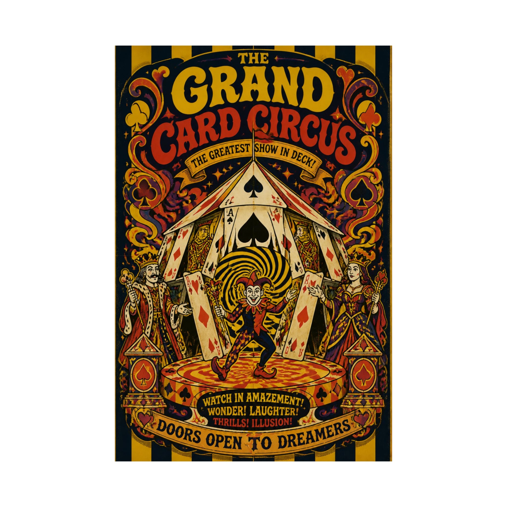 Playing Cards Tent Wall Art Poster 24×36 Psychedelic Dining Room Decor Maximalist Print